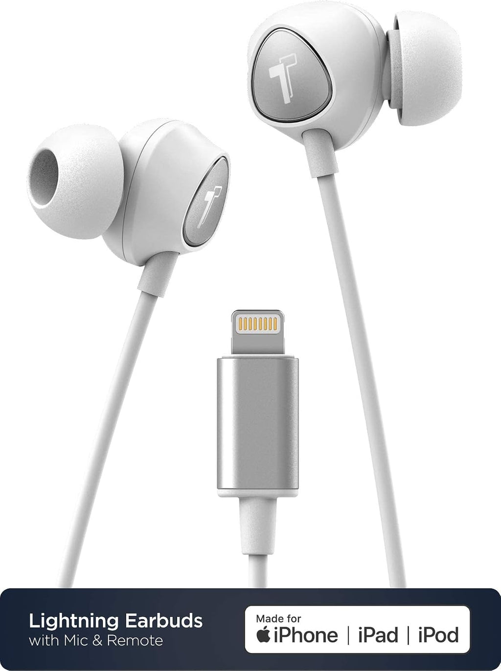 Thore Wired Earbuds for iPhone XR, XS MAX, iPhone 11, 12, 13, 14 Pro MAX with Mic - Apple Certified MFi Lightning Headphones with Remote Microphone + Volume Control (V100)