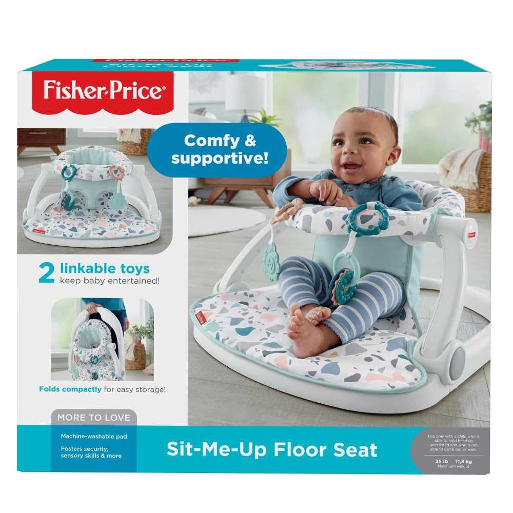Fisher-Price Portable Baby Chair Sit-Me-Up Floor Seat with Developmental Toys & Machine Washable Seat Pad, Rainbow Showers