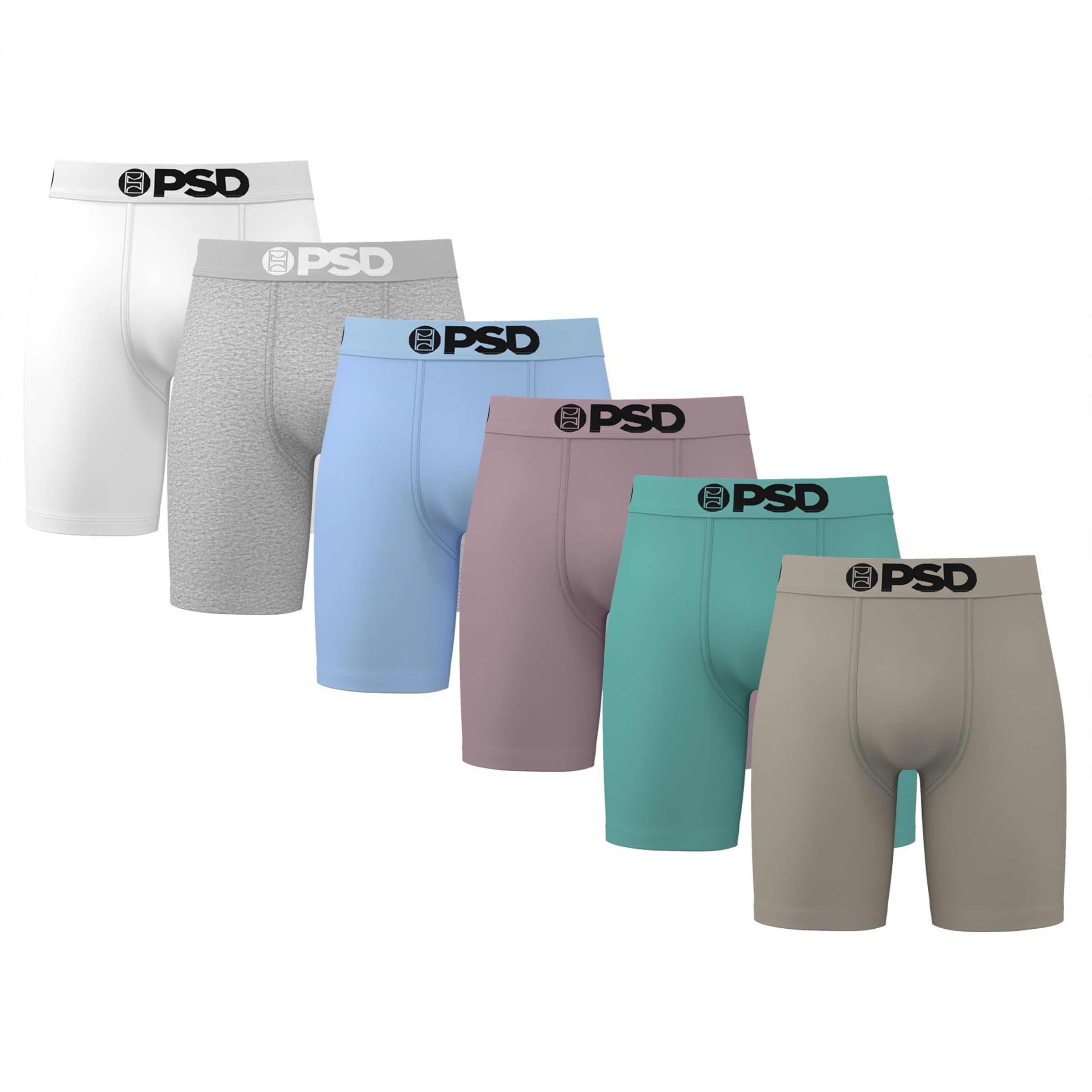 PSD Underwear Mens Boxer Briefs - 3 & 6 Pack, Mid & Standard Length, Soft & Breathable Boxer Briefs for Men