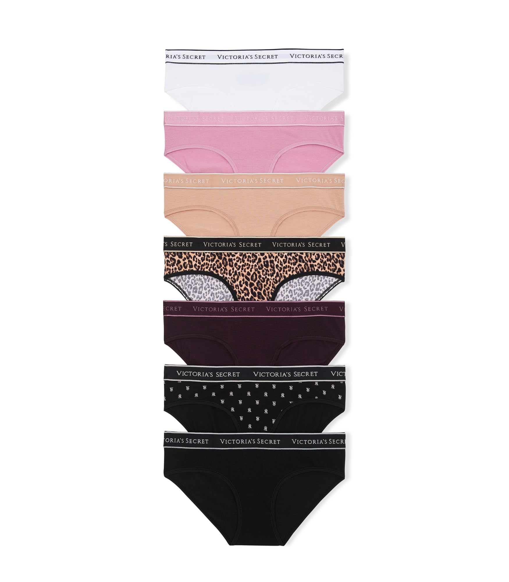 Victoria's Secret Women's Cotton Logo Hipster Underwear, Moderate Coverage Panties for Women, Multi Pack (XS-XXL)