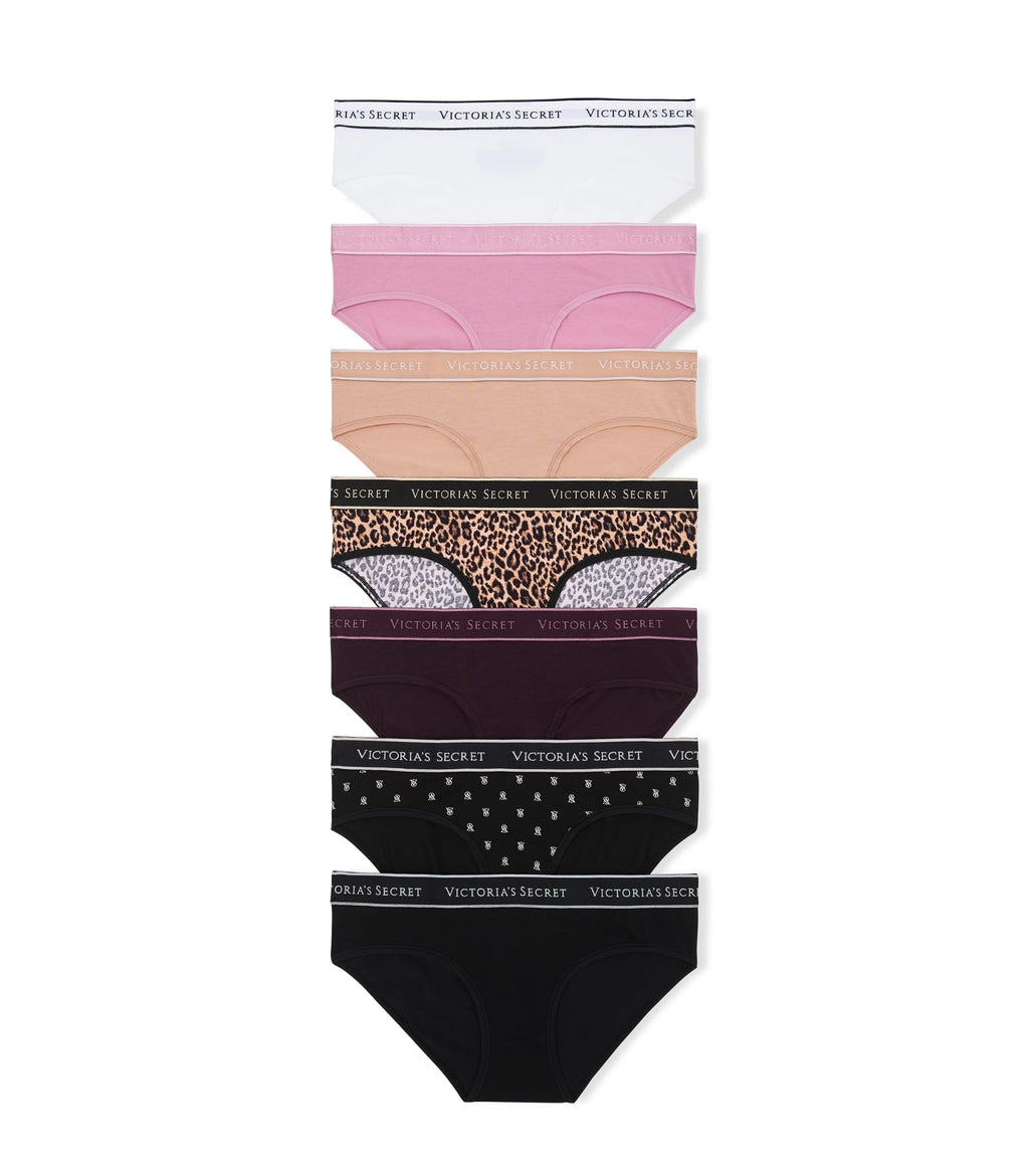 Victoria's Secret Women's Cotton Logo Hipster Underwear, Moderate Coverage Panties for Women, Multi Pack (XS-XXL)