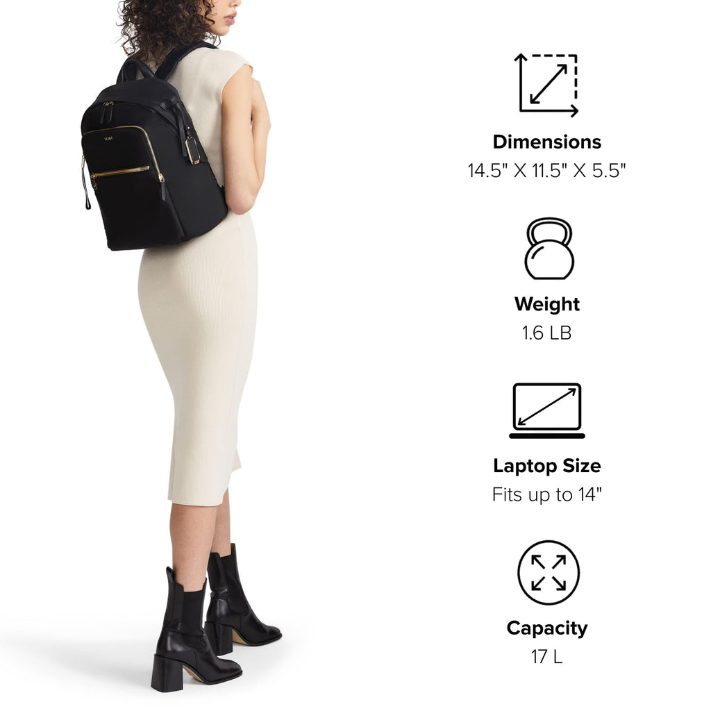 TUMI - Voyageur Halsey Backpack - Travel Backpack - For Business, Fashion, Commute - Holds Up to 14" Screens - Black & Gold