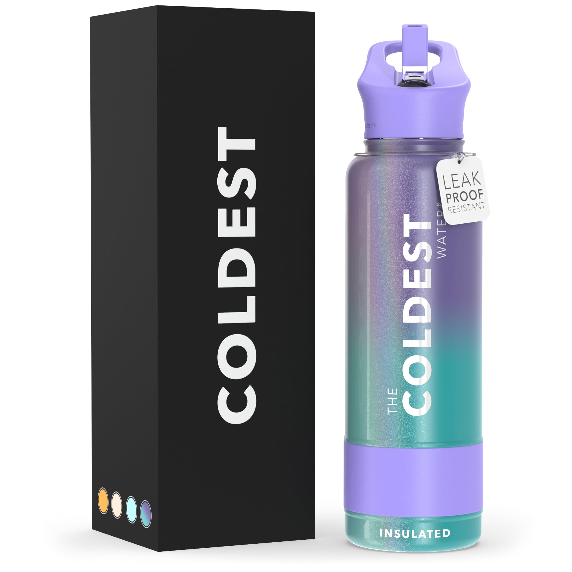 Coldest Insulated Water Bottle with Straw Lid - Stainless Steel Metal Insulated Bottle for Men & Women (Oceanic Green, 32 oz)