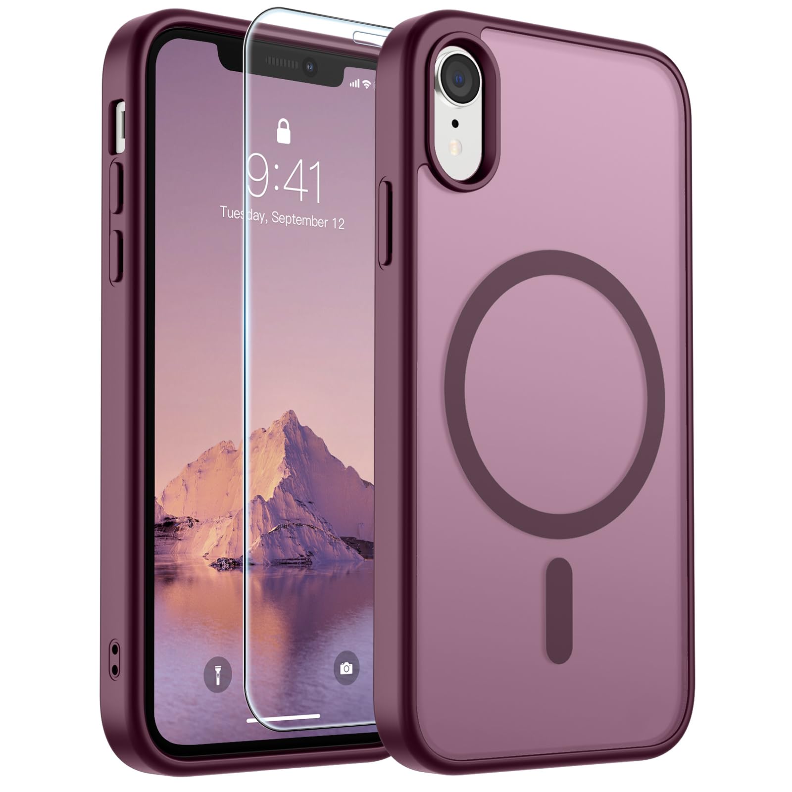 SUPFINE Magnetic for iPhone 17 Pro Max Case with Screen Protector (Compatible with MagSafe)(Military Grade Drop Protection) Translucent Matte Phone Cover,Dark Blue