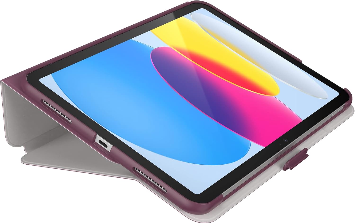Speck iPad 10th Generation Case 2022 - Slim Multi Range Stand, Hard Back Case -Apple Pencil Holder & Drop Protection - 10.9 Inch iPad, Camera Shield - Plumberry, Crushed Apple, Crepe Pink BalanceFolio