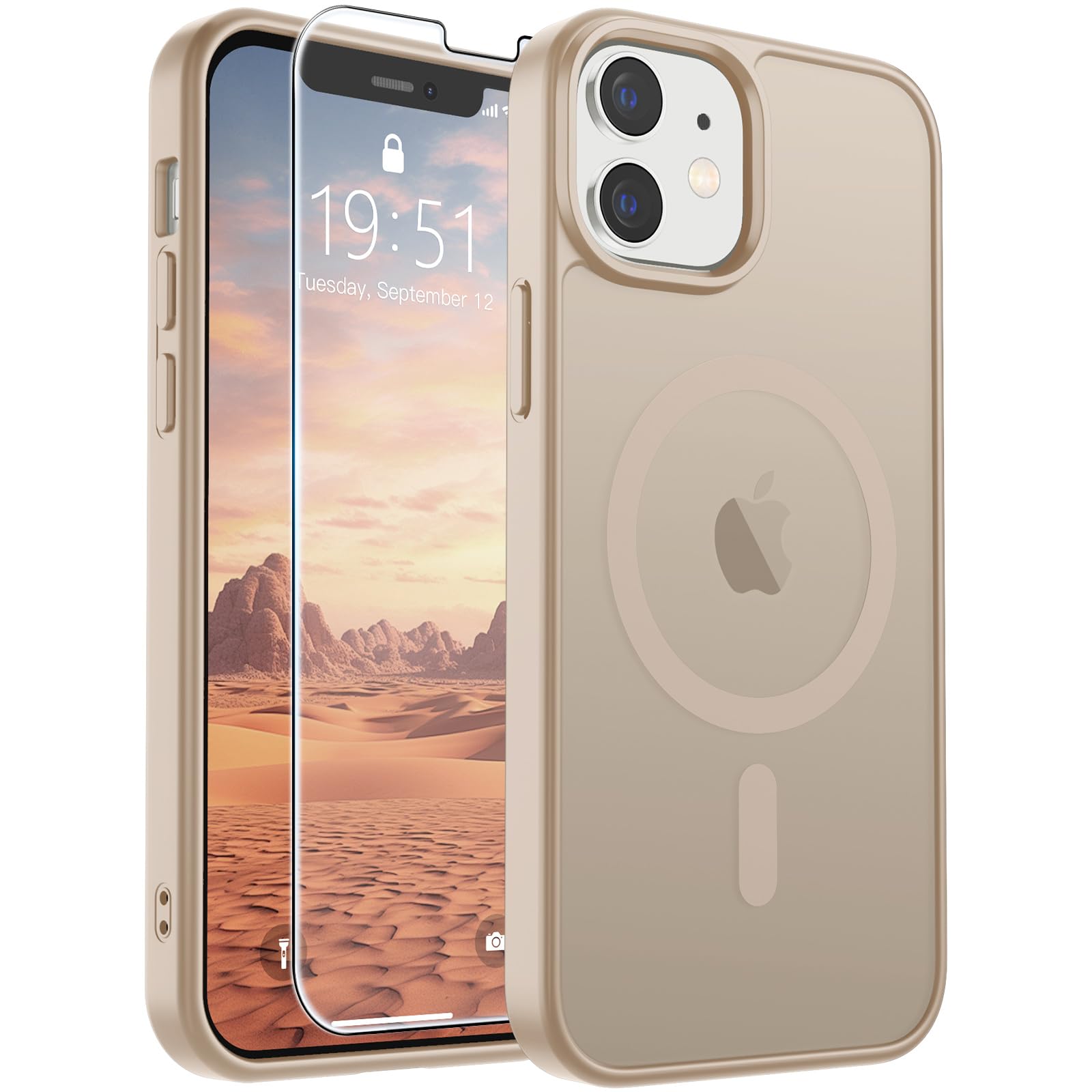 SUPFINE Magnetic for iPhone 17 Pro Max Case with Screen Protector (Compatible with MagSafe)(Military Grade Drop Protection) Translucent Matte Phone Cover,Dark Blue