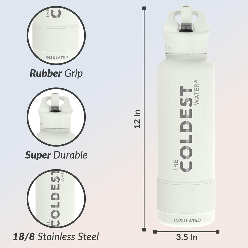 Coldest Insulated Water Bottle with Straw Lid - Stainless Steel Metal Insulated Bottle for Men & Women (Oceanic Green, 32 oz)