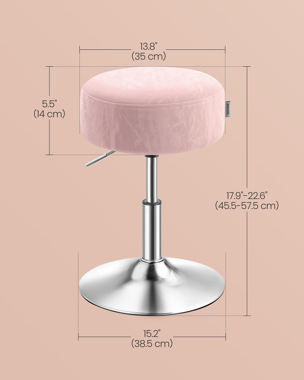 VASAGLE Adjustable Bar Stool, 360° Swivel, PU Leather, Thick Cushion, for Kitchen, Dining Room Bedroom, Modern, Cream White | LJB120W01 Dressing Chair Stool Stool Bedroom Kitchen Dining Room Modern White