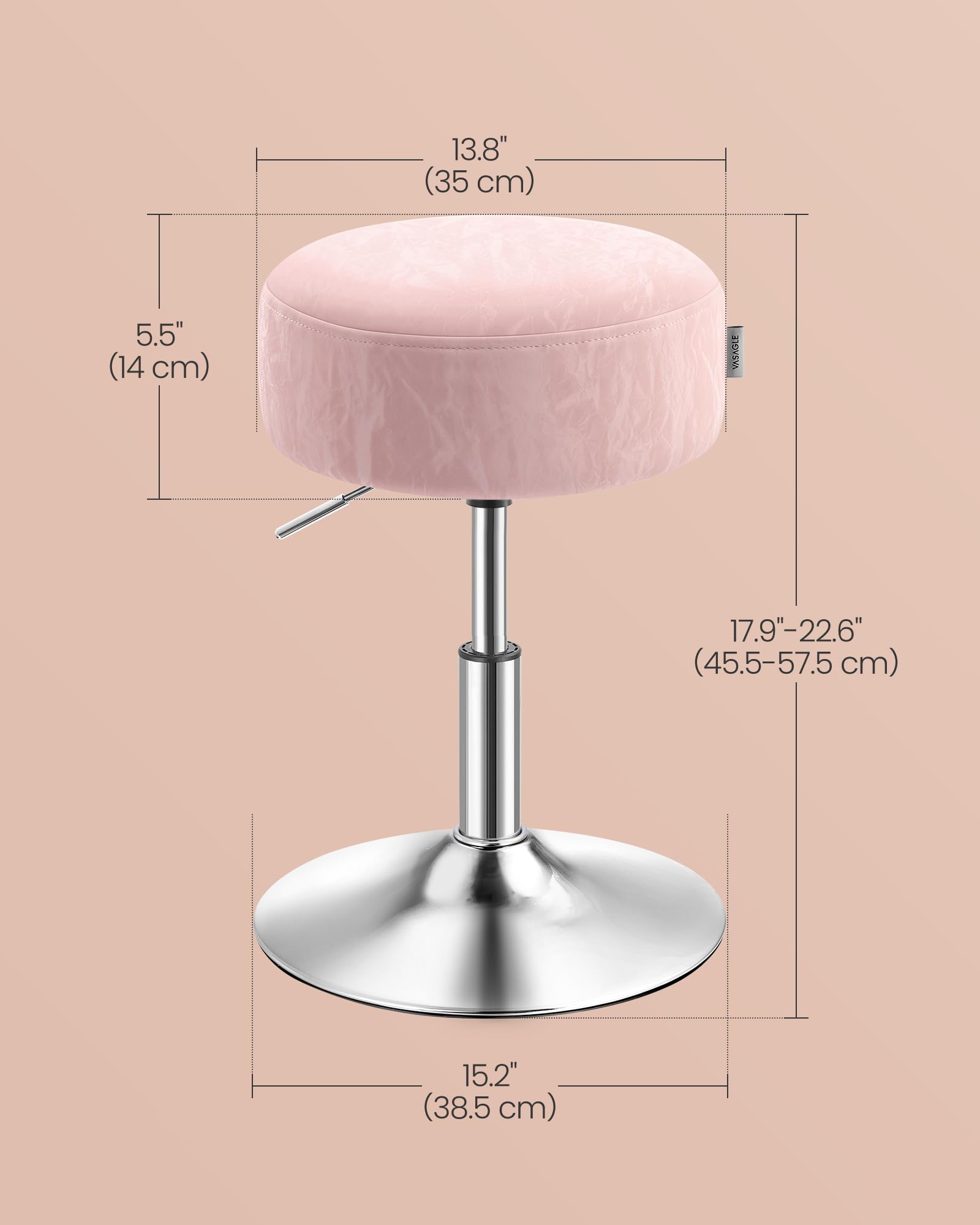 VASAGLE Adjustable Bar Stool, 360° Swivel, PU Leather, Thick Cushion, for Kitchen, Dining Room Bedroom, Modern, Cream White | LJB120W01 Dressing Chair Stool Stool Bedroom Kitchen Dining Room Modern White