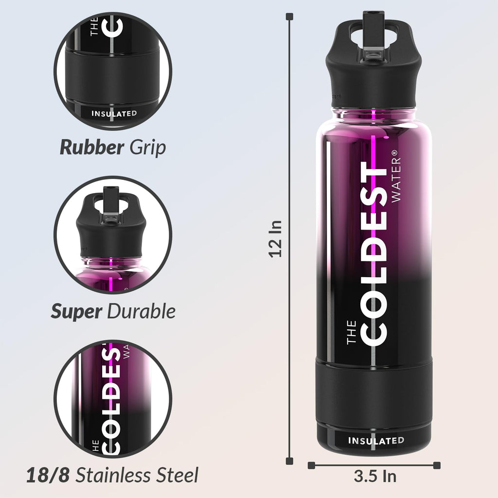Coldest Insulated Water Bottle with Straw Lid - Stainless Steel Metal Insulated Bottle for Men & Women (Oceanic Green, 32 oz)