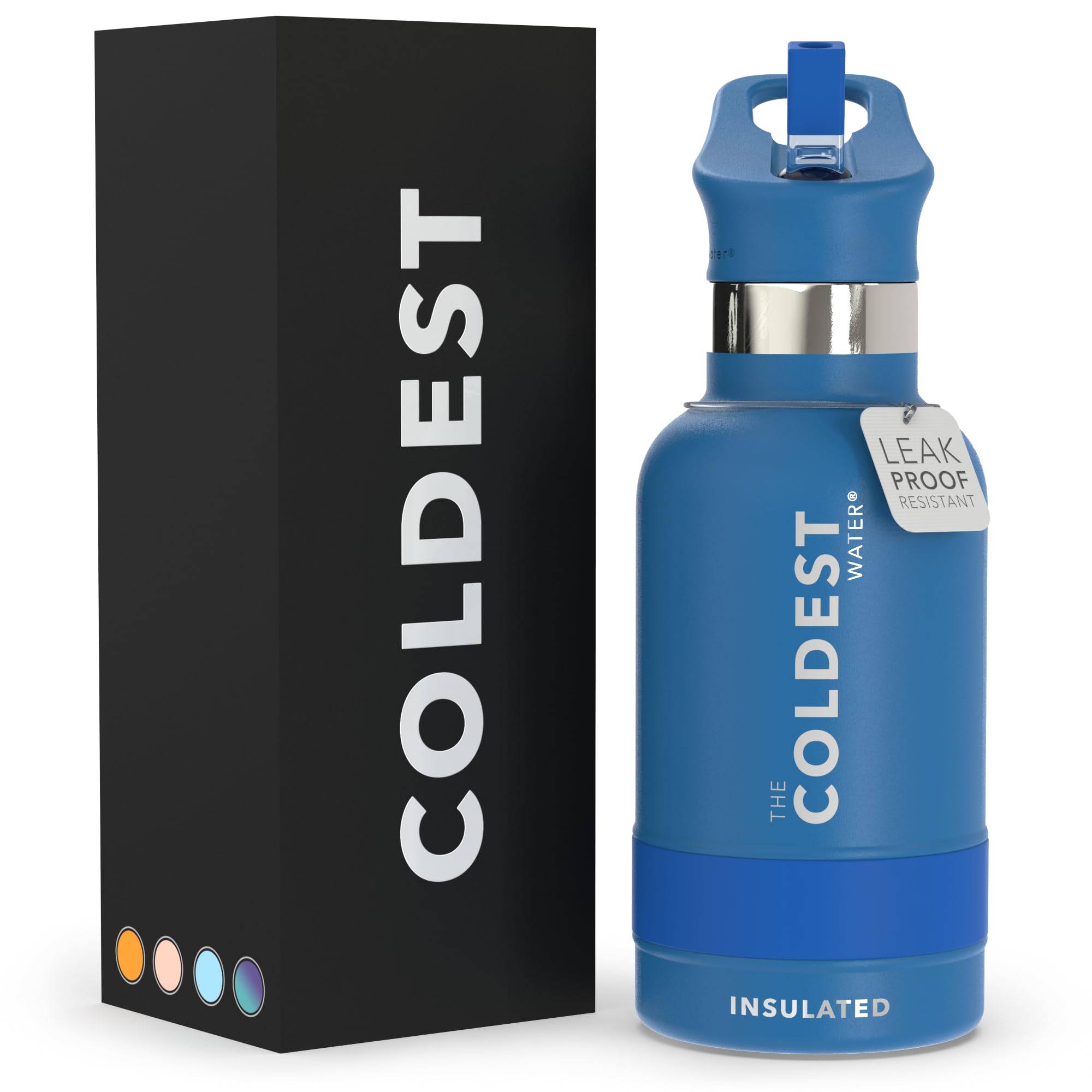 Coldest Insulated Water Bottle with Straw Lid - Stainless Steel Metal Insulated Bottle for Men & Women (Oceanic Green, 32 oz)