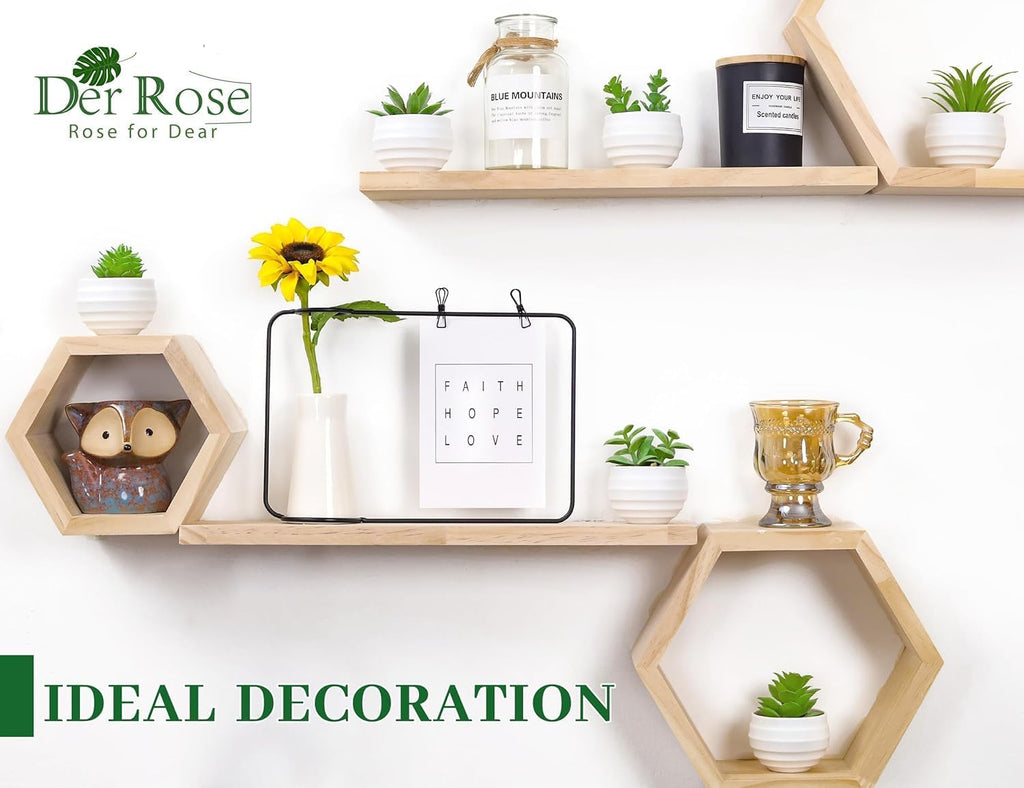 Der Rose 6 Pack Succulents Fake Plants for Bedroom Bathroom Home Decor | Small fake plants，perfect for aesthetic living room shelf decor，office desk accessories，gifts for women，fresh all year