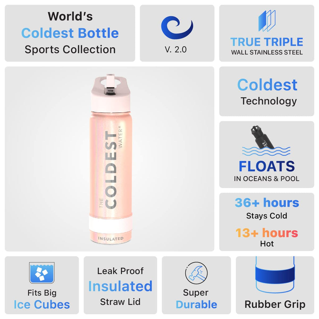 Coldest Insulated Water Bottle with Straw Lid - Stainless Steel Metal Insulated Bottle for Men & Women (Oceanic Green, 32 oz)