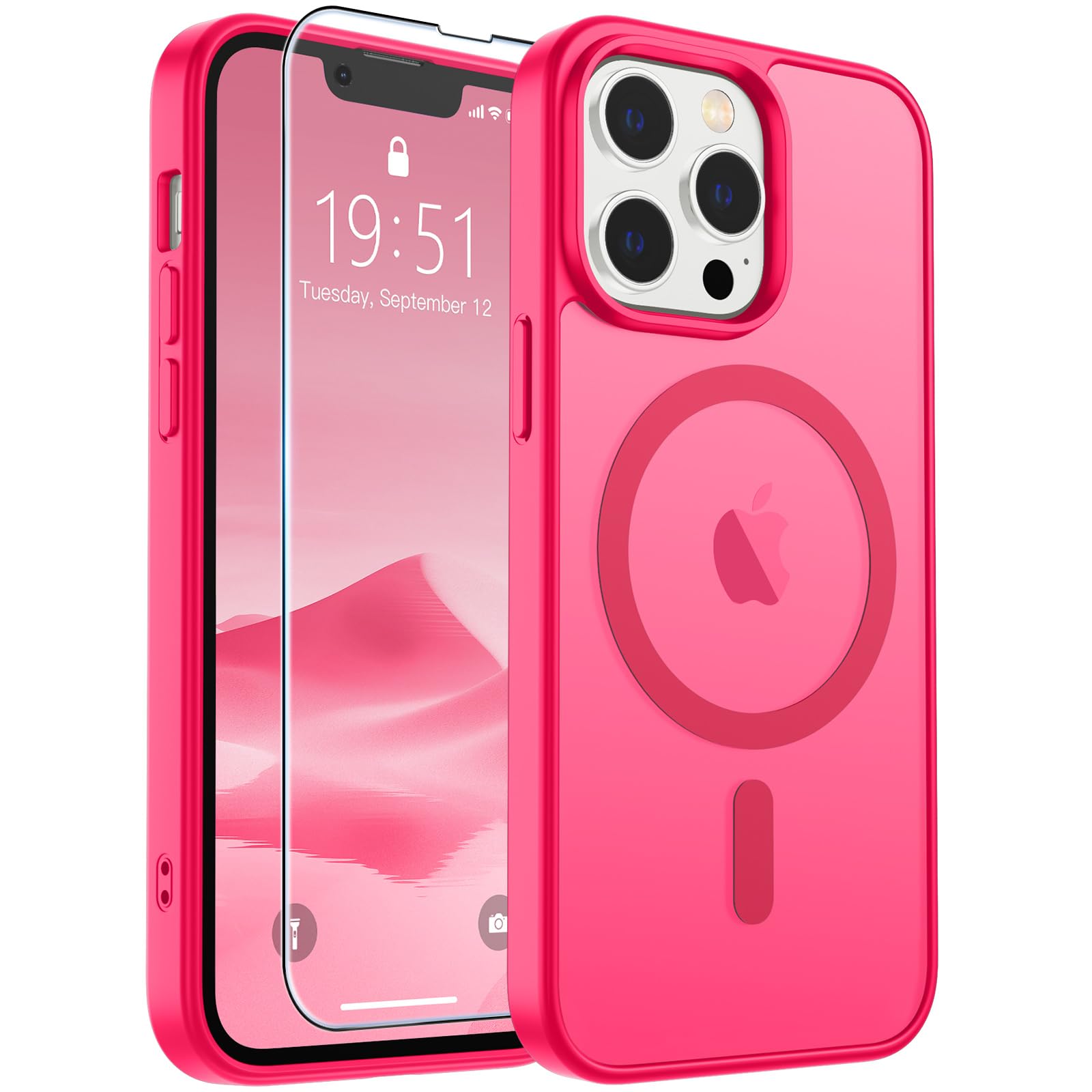 SUPFINE Magnetic for iPhone 17 Pro Max Case with Screen Protector (Compatible with MagSafe)(Military Grade Drop Protection) Translucent Matte Phone Cover,Dark Blue