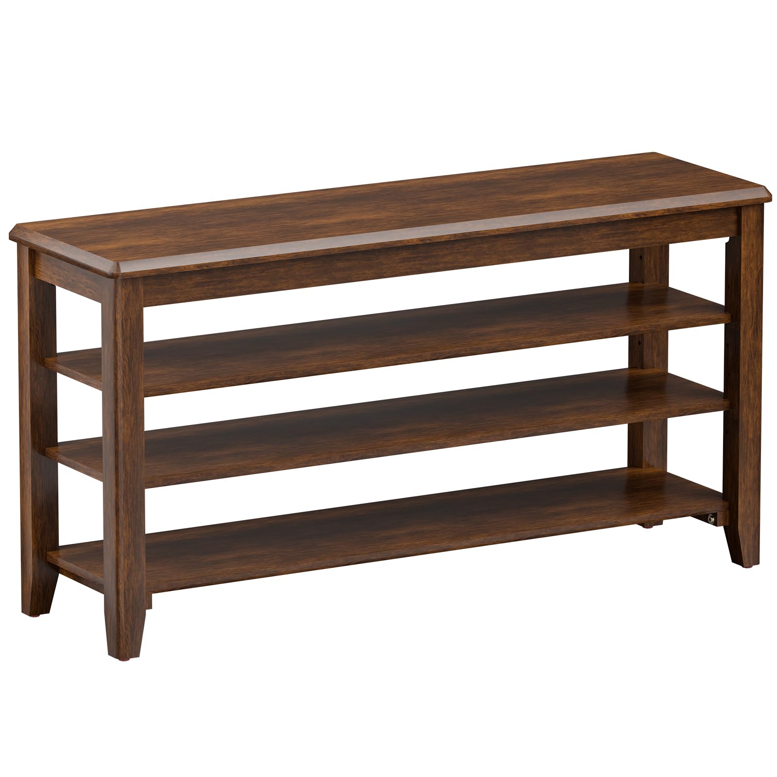 Taitiy Shoe Bench Storage Rubberwood with Leather Cushion for Entryway Bench Ideal for Hallways Shoe Rack Front Doors Entrances Mudrooms Featuring 3 Height-Adjustable and Removable Shelves