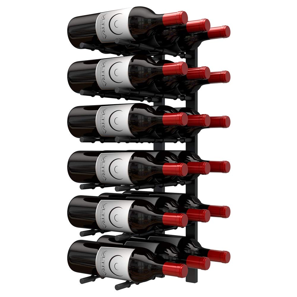 Ultra Wine Racks Wall Mounted Label-Out Wine Racks (4 Foot 2 Deep, Matte Black, 24 Wine Bottles) - Modern Metal Wine Storage, Modular Design for Home Bar, Kitchen, Dining Rooms, & Wine Cellars