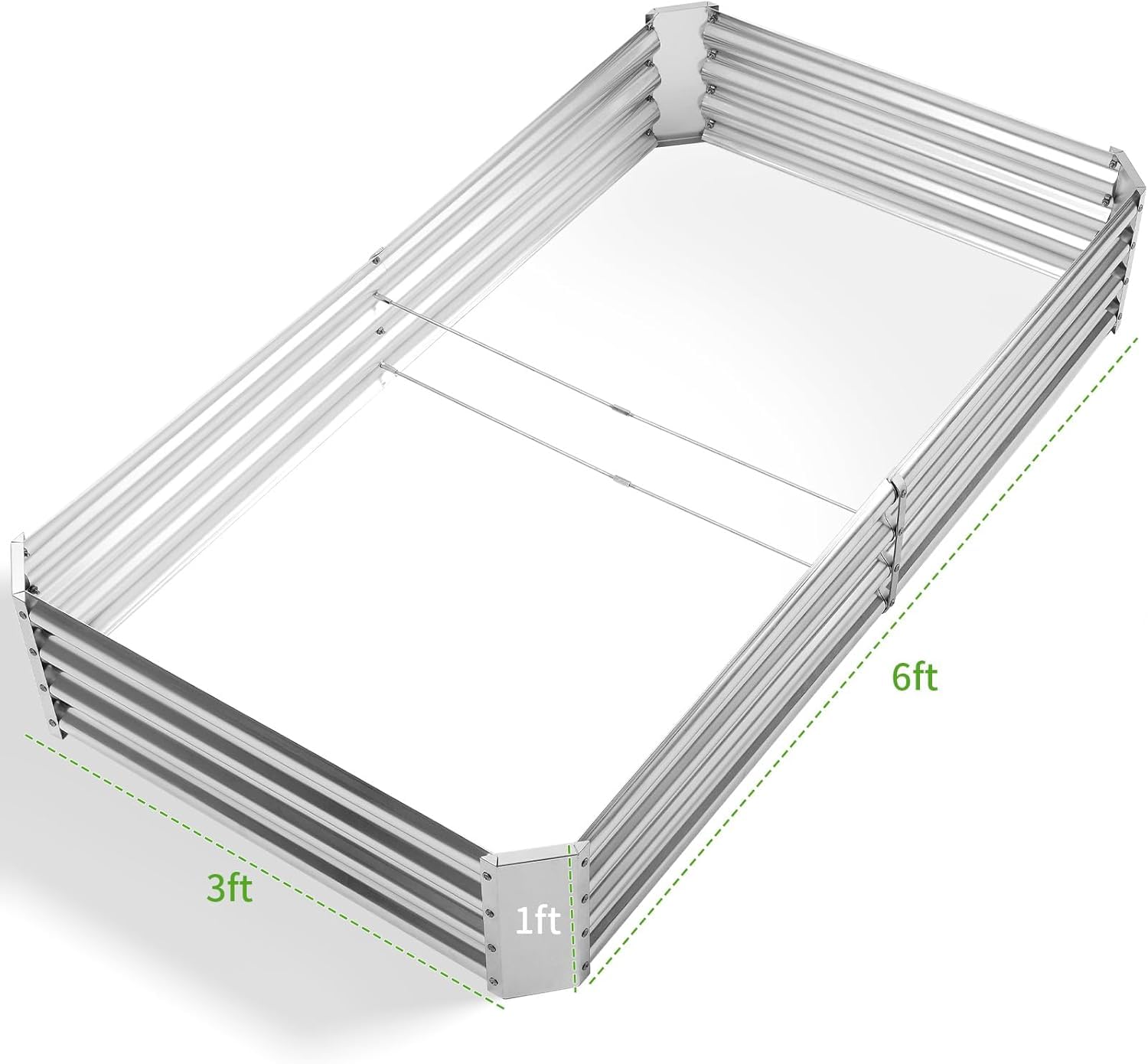 Land Guard 3 Pack 8×4×1ft Galvanized Metal Raised Garden Bed, Metal Planter Kit Box Outdoor for Deep-Rooted Vegetables, Flowers, Green and Herbs, Silver