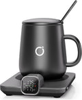 Coffee Cup Warmer & iKago Mug Set, 1℉ Precise Temp Control Mug Warmer | Auto Shut Off, Infrared Sensor, Dual Temp Display, ℉/℃ Optional, 15oz Mug with Spoon & Lid Included, Gifts for Men Women