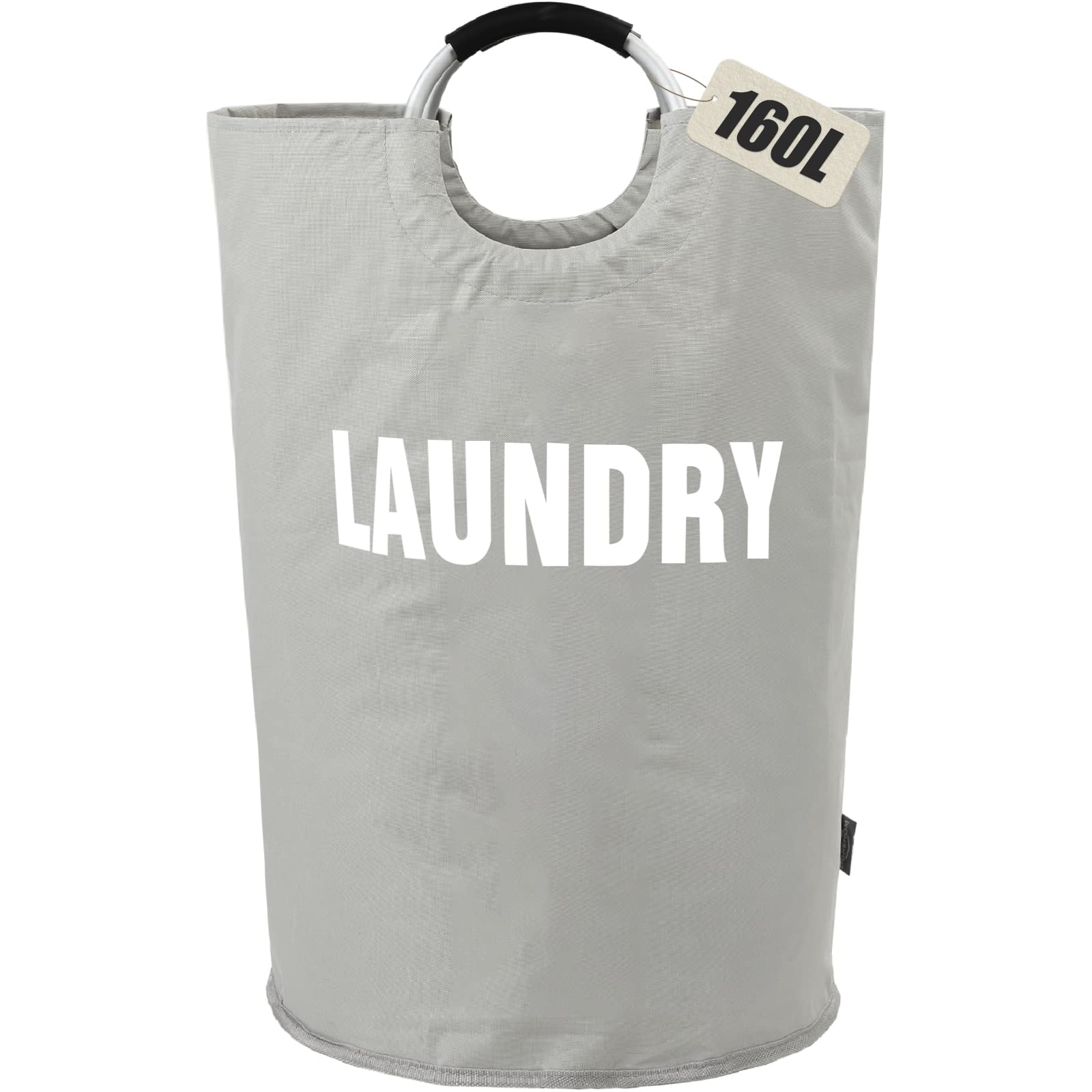 DOKEHOM 90L Large Laundry Basket, Collapsible Laundry Bag, Black | Freestanding tall clothes hamper & foldable washing bin. High-capacity clothes storage basket with durable sturdy handles