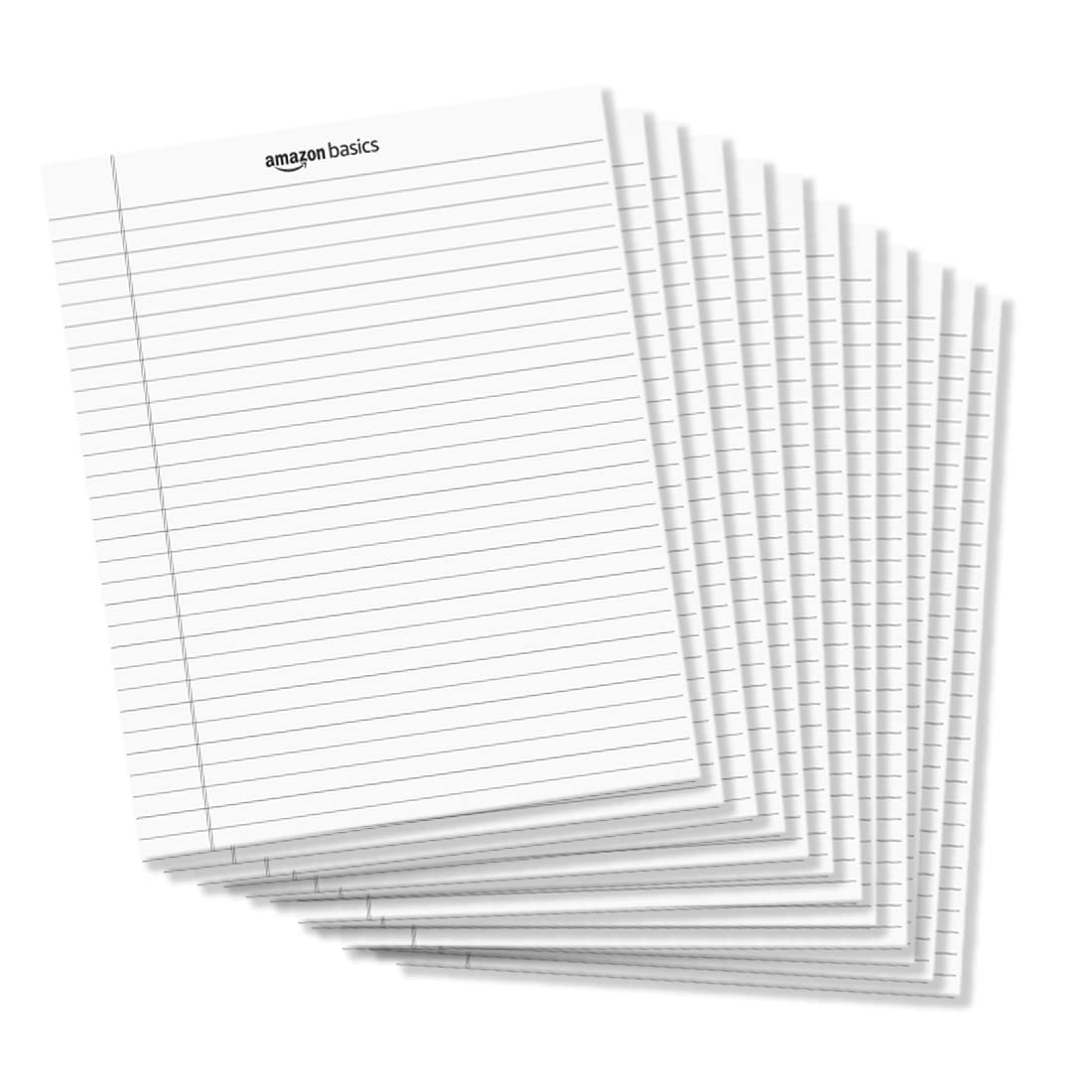 Amazon Basics Narrow Ruled Writing Pads, Perforated, 5" x 8", Multicolor, 6-Pack of 50 Sheets