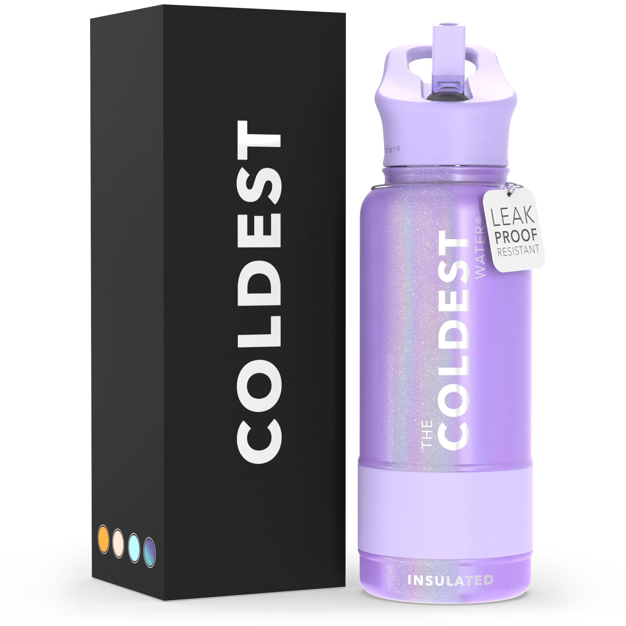 Coldest Insulated Water Bottle with Straw Lid - Stainless Steel Metal Insulated Bottle for Men & Women (Oceanic Green, 32 oz)