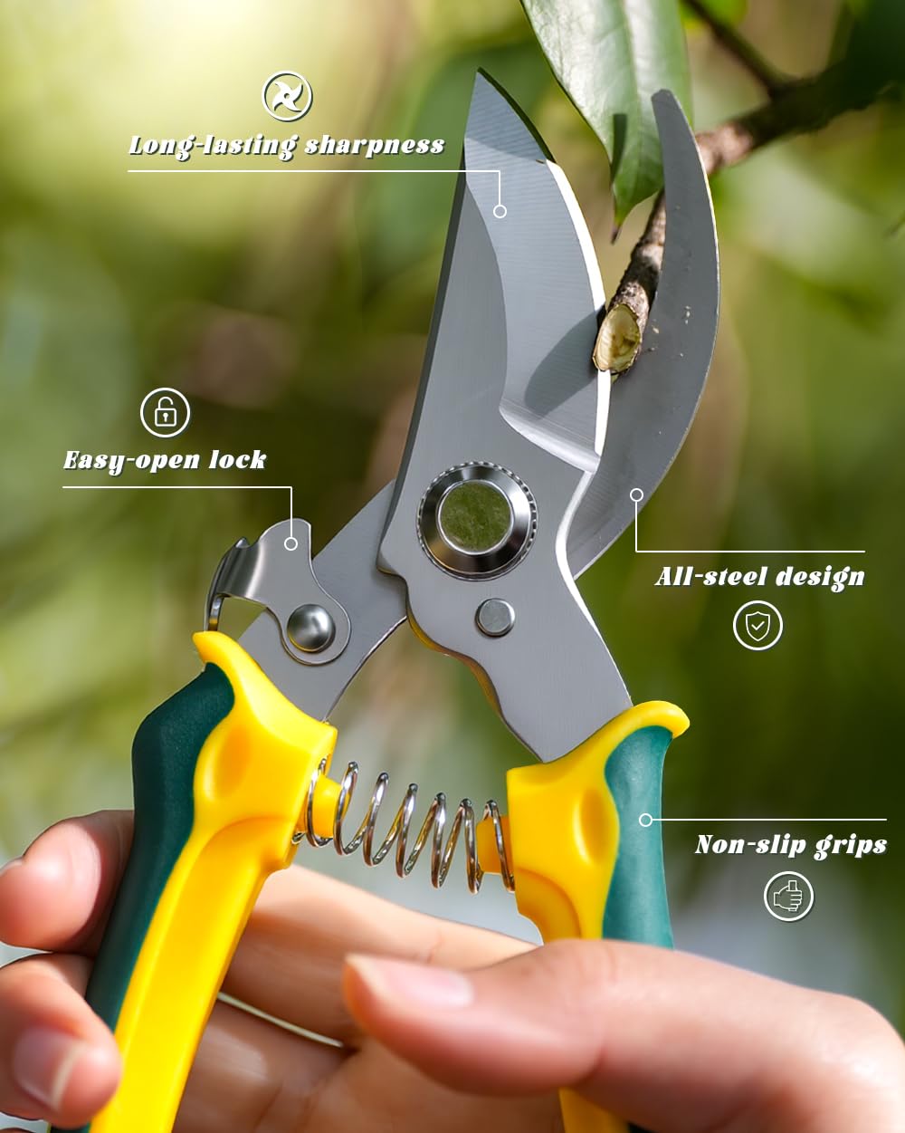 EWPJDK 3 Pack Garden Pruning Shears, Stainless Steel Shears, Gardening Shears, Scissors, Garden Clippers, Pruning Snips, Pruning Shears for Gardening Tools