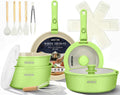 pots and Pans Set, Ceramic Nonstick Cookware Set Detachable Handle, Induction Kitchen Cookware Sets with Removable Handle, Non Stick RV Cookware Set, Dishwasher ＆ Oven Safe