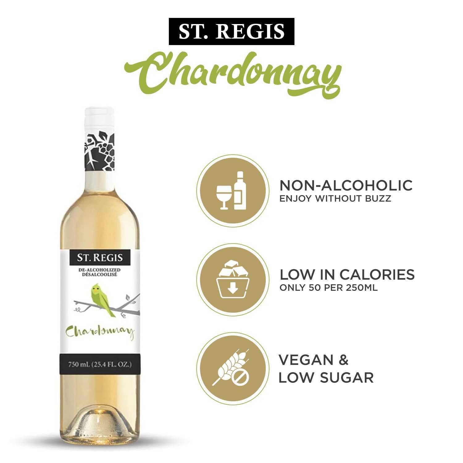 ST. REGIS Non-Alcoholic Cabernet Sauvignon, 25.4 Fl Oz (6 Pack) - Low Calorie, Low Sugar - Fruity & Spicy Rich Flavor from Spain