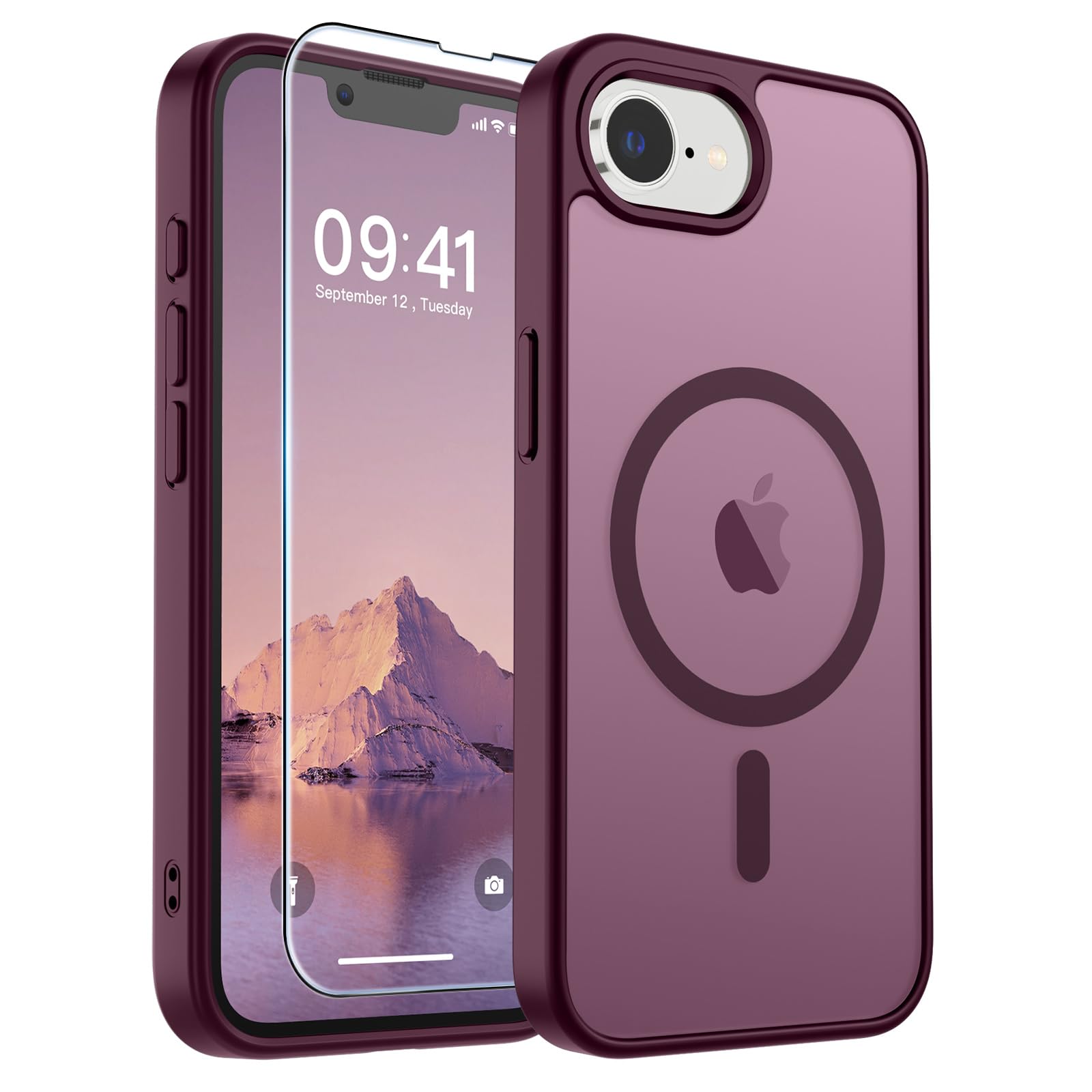 SUPFINE Magnetic for iPhone 17 Pro Max Case with Screen Protector (Compatible with MagSafe)(Military Grade Drop Protection) Translucent Matte Phone Cover,Dark Blue
