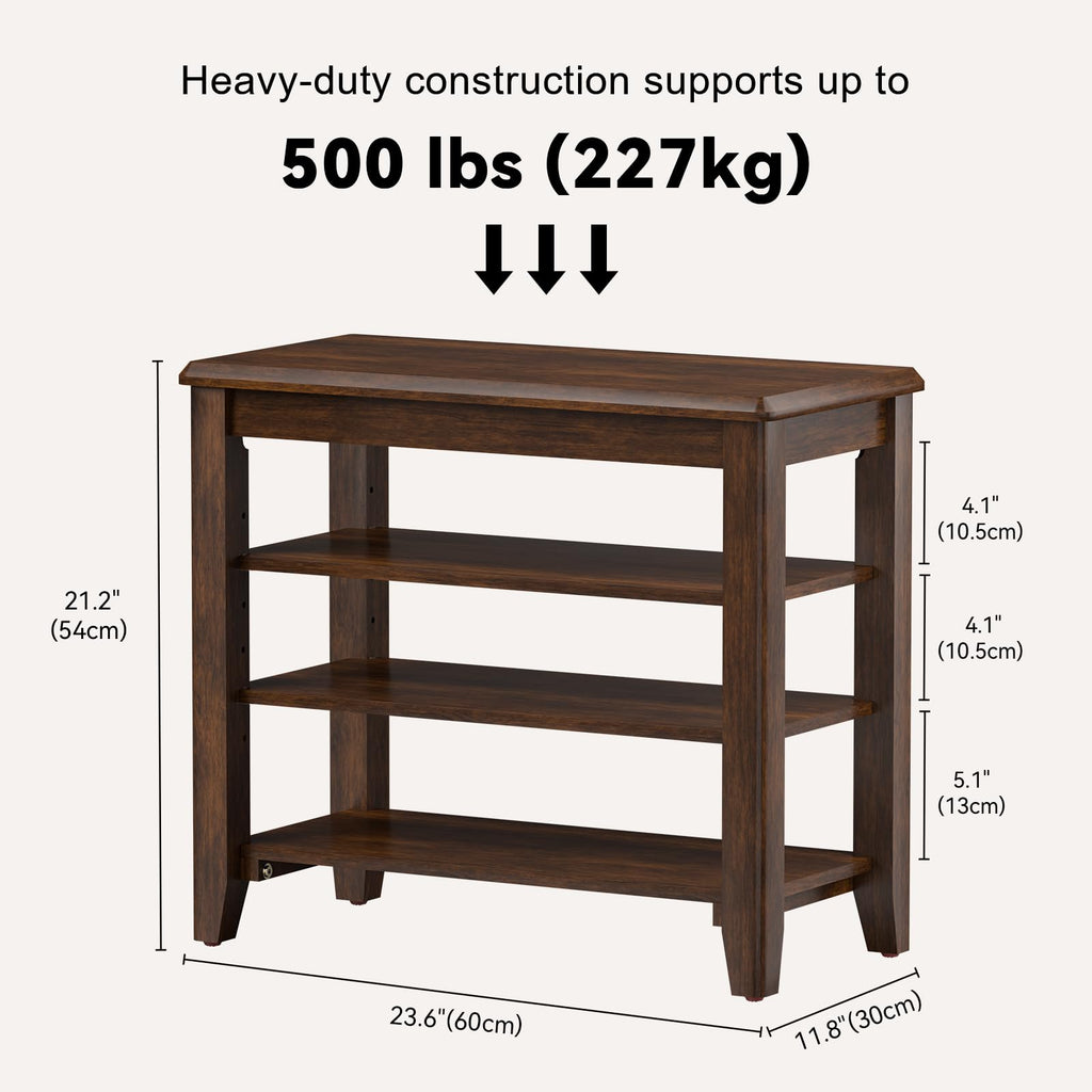 Taitiy Shoe Bench Storage Rubberwood with Leather Cushion for Entryway Bench Ideal for Hallways Shoe Rack Front Doors Entrances Mudrooms Featuring 3 Height-Adjustable and Removable Shelves