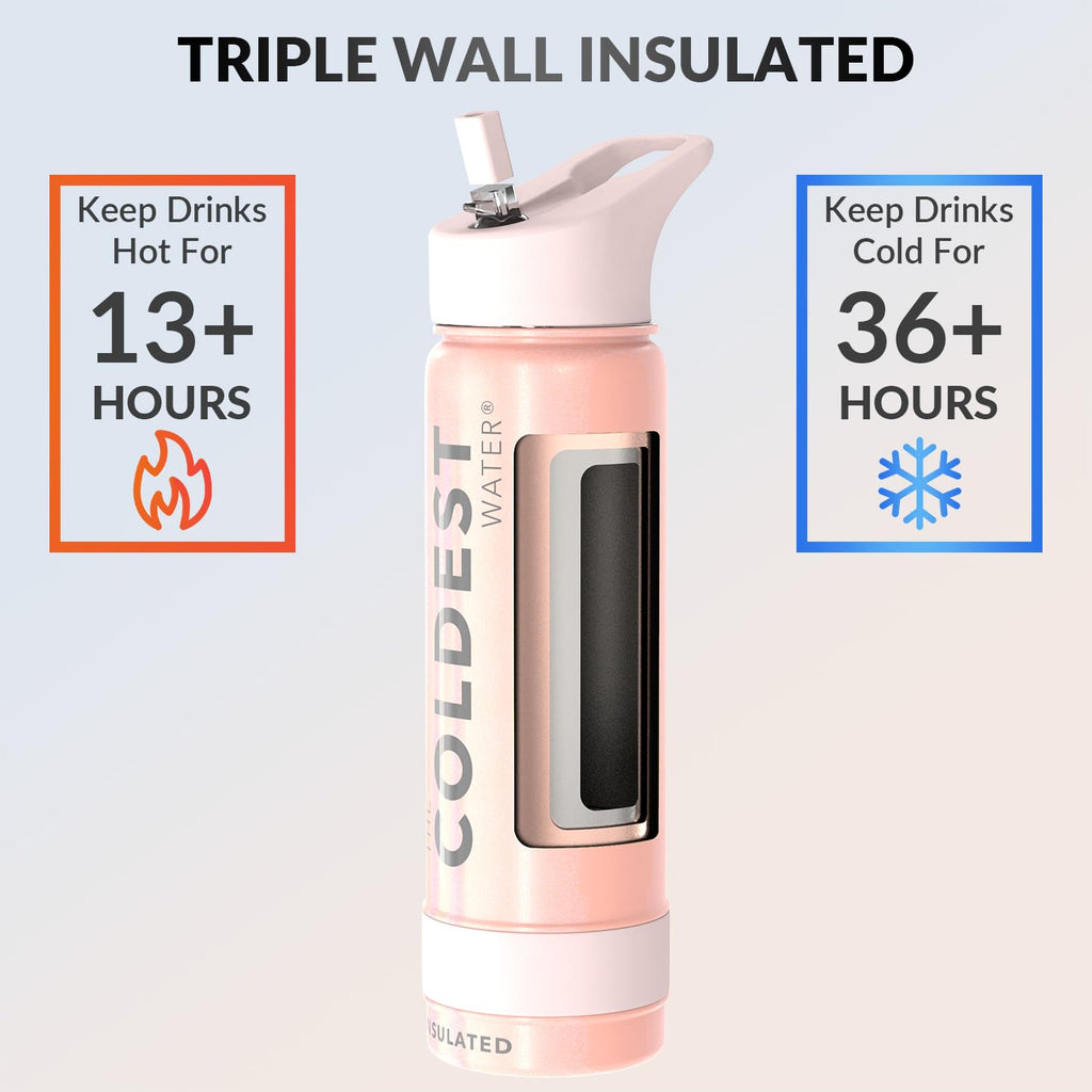 Coldest Insulated Water Bottle with Straw Lid - Stainless Steel Metal Insulated Bottle for Men & Women (Oceanic Green, 32 oz)