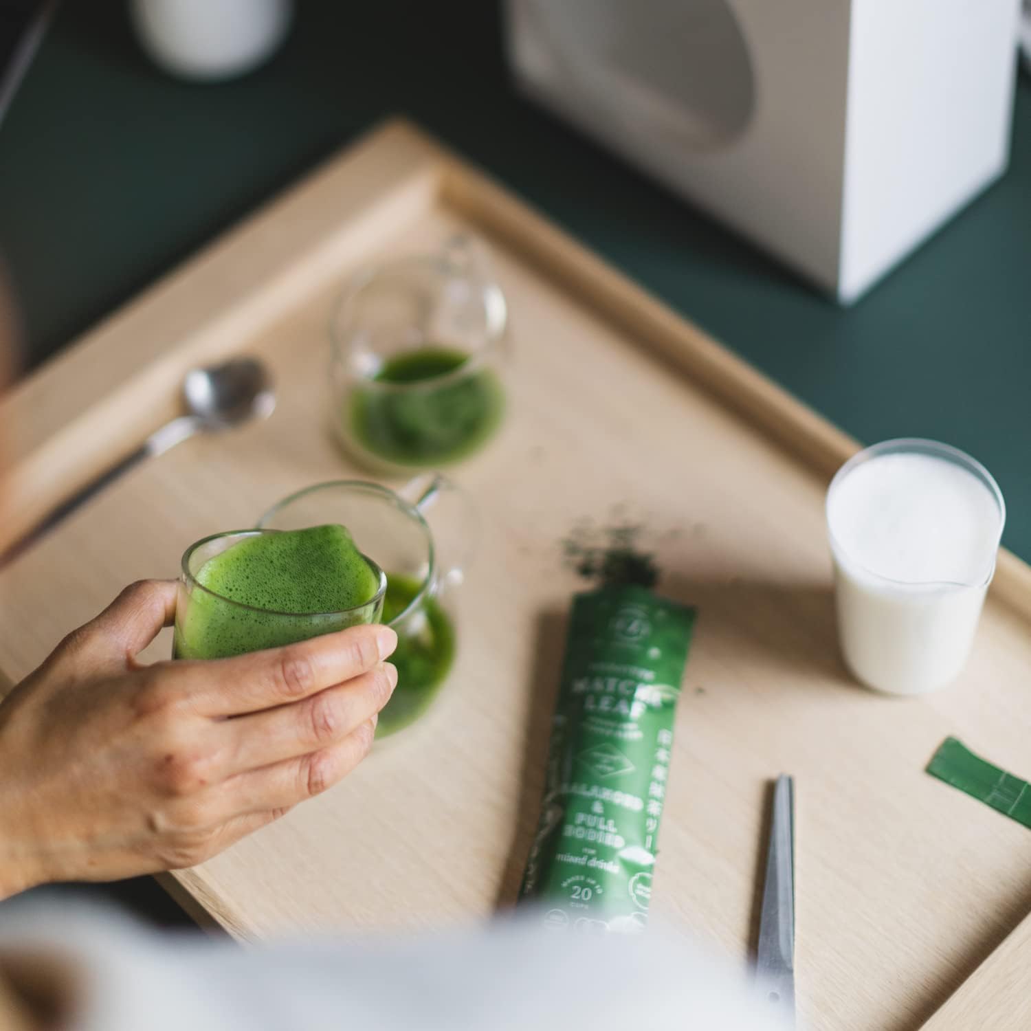 Matcha Maker Starter Kit, an Innovative At-home Matcha Machine that Produces Freshly Ground Matcha from Organic Shade-grown Japanese Tea Leaves (White)
