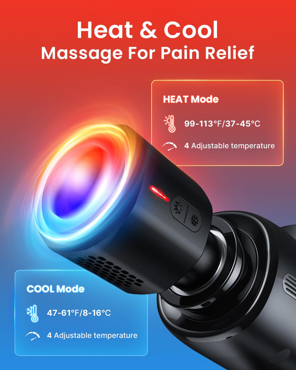 RENPHO Active Thermacool 2 Massage Gun with Heat and Cold, VA Display | Handheld 10mm Deep Tissue Massager for Neck, Back, Muscle Comfort, FSA Eligible Gift for Men, Athletes, Women, HSA