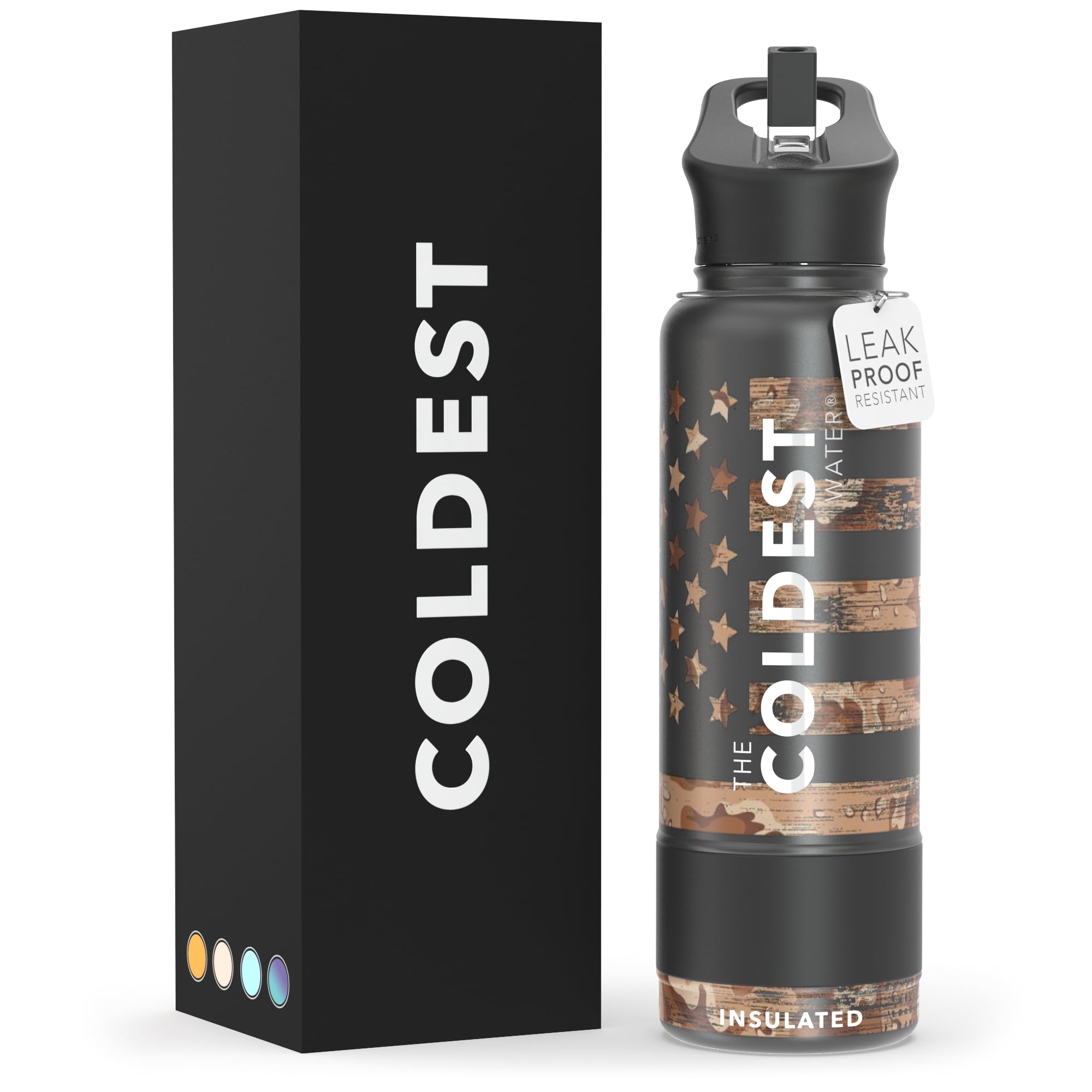 Coldest Insulated Water Bottle with Straw Lid - Stainless Steel Metal Insulated Bottle for Men & Women (Oceanic Green, 32 oz)