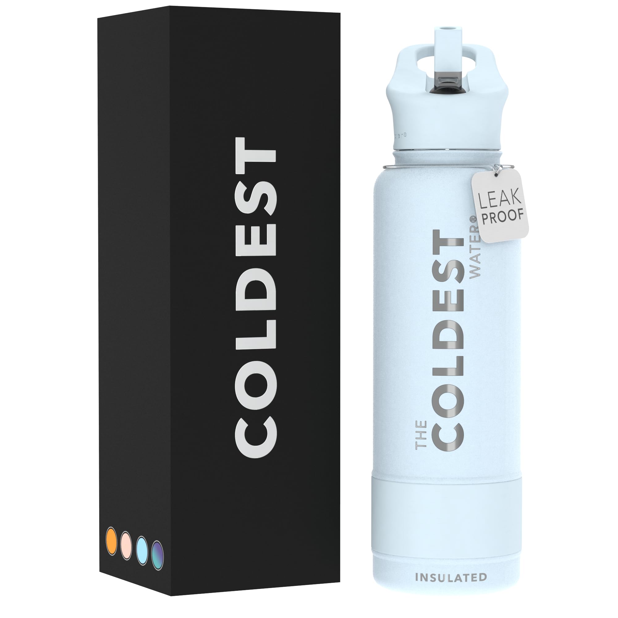 Coldest Insulated Water Bottle with Straw Lid - Stainless Steel Metal Insulated Bottle for Men & Women (Oceanic Green, 32 oz)