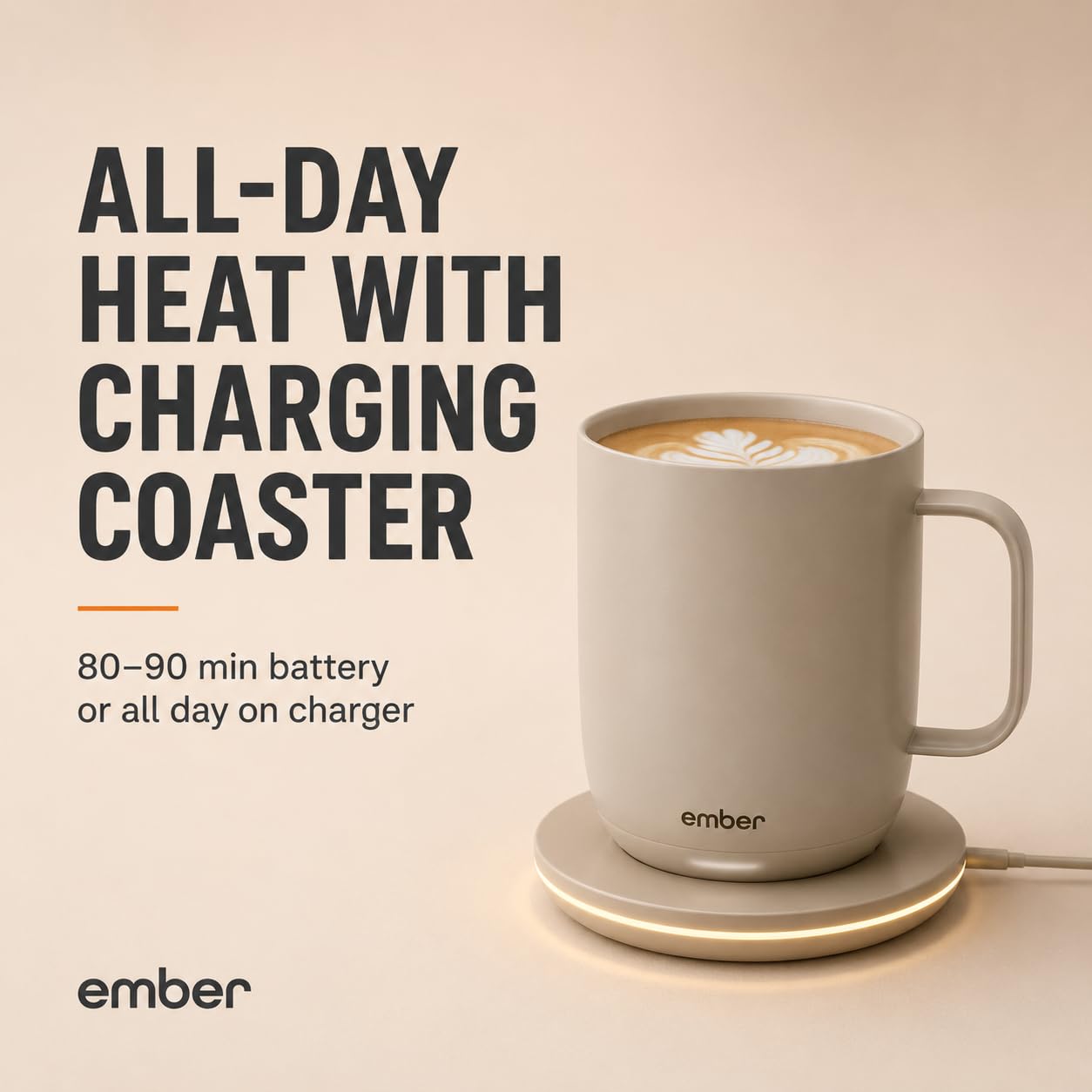 Ember Temperature Control Smart Mug 2, 14 Oz, App-Controlled Heated Coffee Mug with 80 Min Battery Life and Improved Design, White