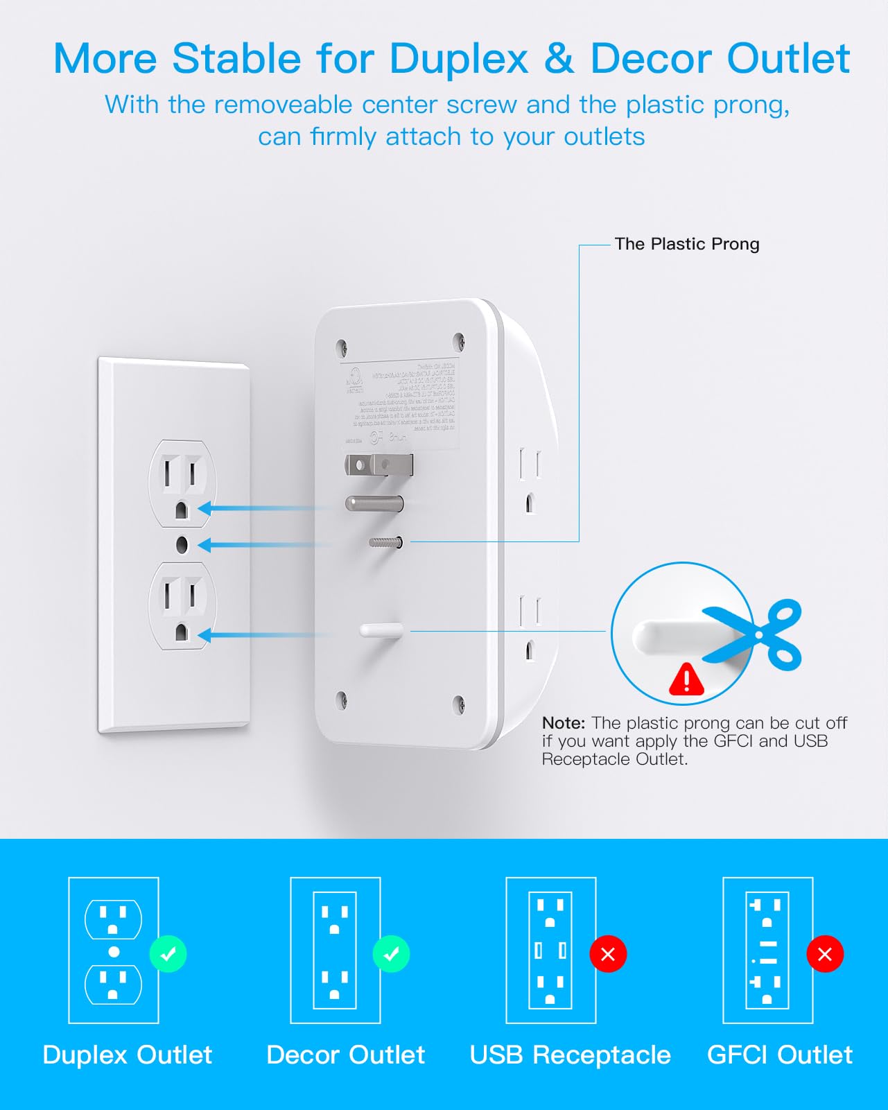 Outlet Extender with Night Light, Multi Plug Wall Outlet, Surge Protector | Multiple Electrical Outlet Splitter Expander, 4 USB Ports (1 USB C) Wall Charger, Plug Extension Adapter for Home, Dorm, RV