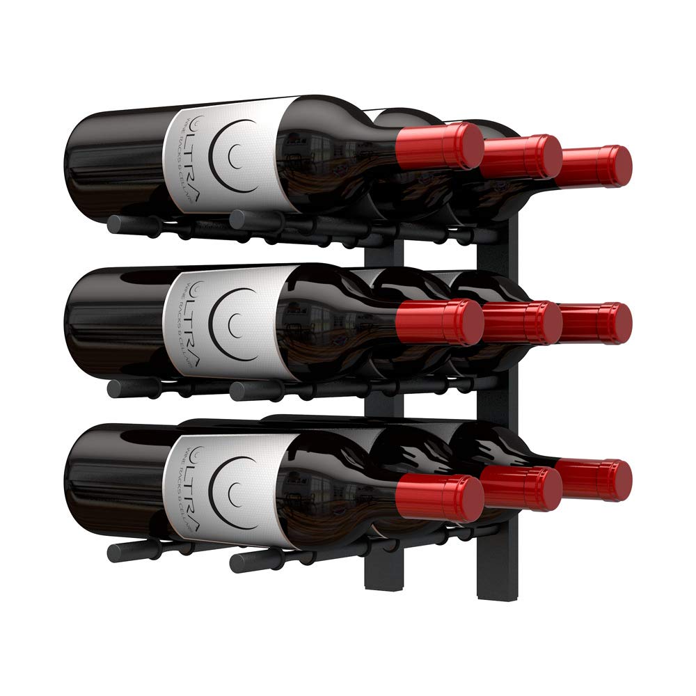 Ultra Wine Racks Wall Mounted Label-Out Wine Racks (4 Foot 2 Deep, Matte Black, 24 Wine Bottles) - Modern Metal Wine Storage, Modular Design for Home Bar, Kitchen, Dining Rooms, & Wine Cellars