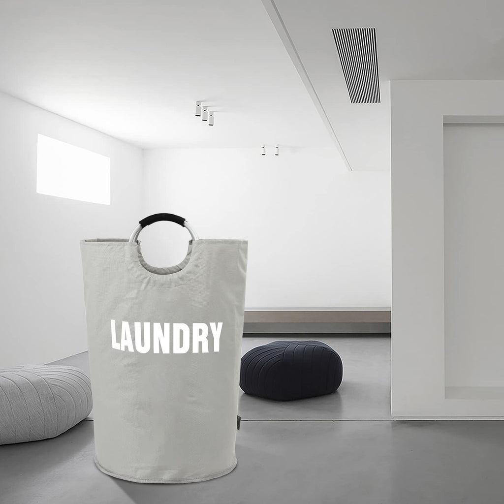 DOKEHOM 90L Large Laundry Basket, Collapsible Laundry Bag, Black | Freestanding tall clothes hamper & foldable washing bin. High-capacity clothes storage basket with durable sturdy handles