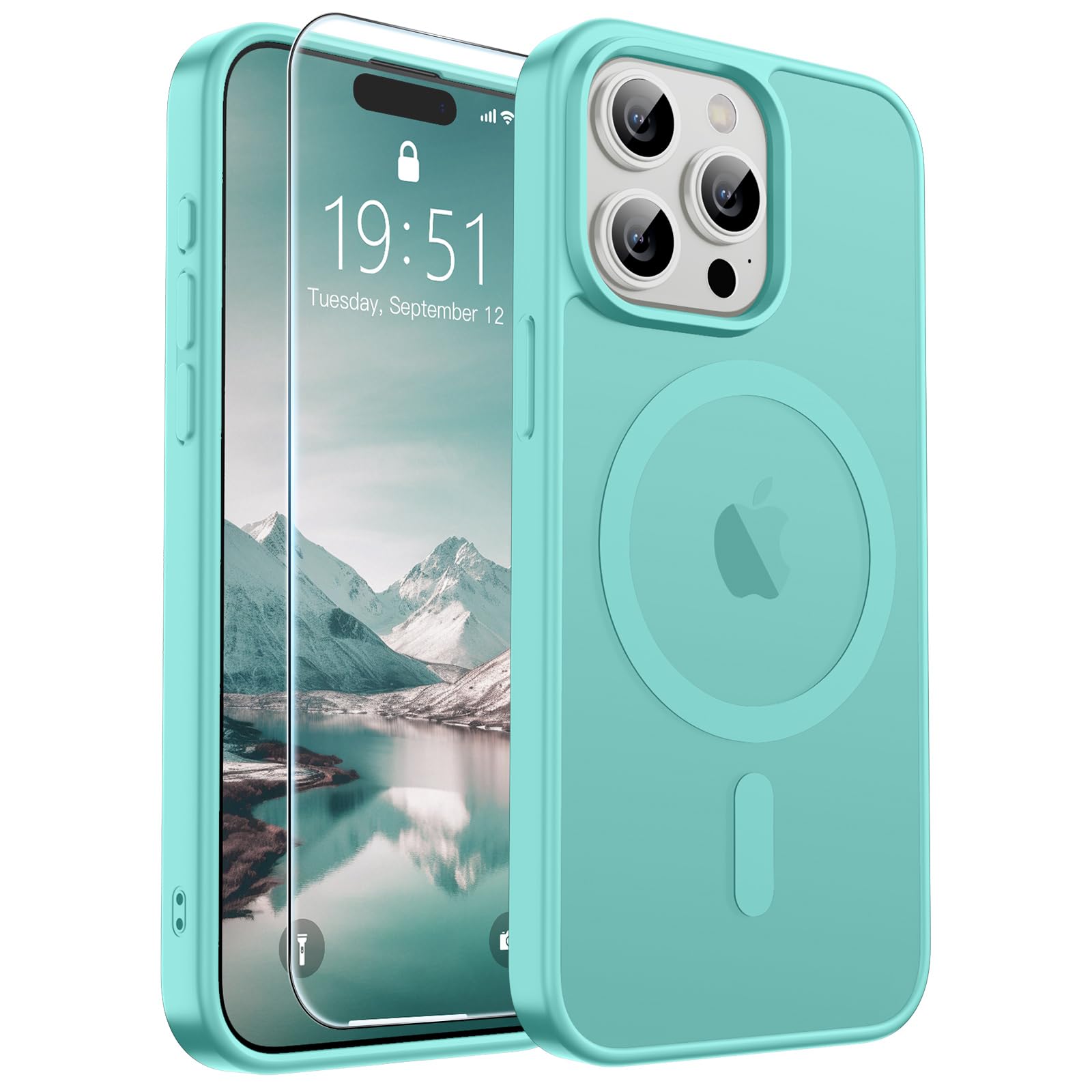 SUPFINE Magnetic for iPhone 17 Pro Max Case with Screen Protector (Compatible with MagSafe)(Military Grade Drop Protection) Translucent Matte Phone Cover,Dark Blue