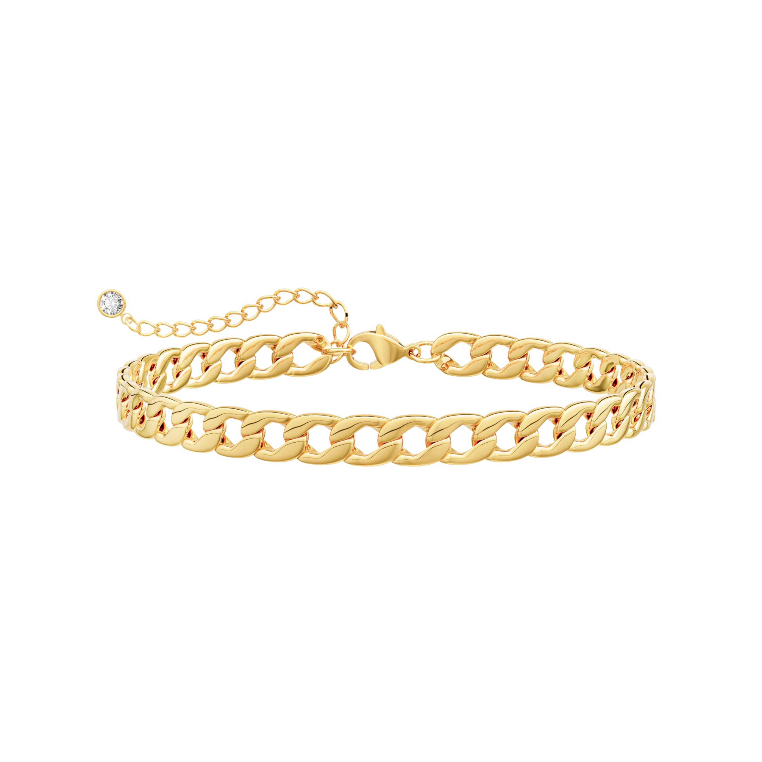 Gold Ankle Bracelets for Women Waterproof - Dainty Gold Anklets Trendy Layered 14K Gold/Silver Plated Stackable Chunky Cuban Link Chian Anklet Bracelet Set for Women Non Tarnish Beach Jewelry Gift