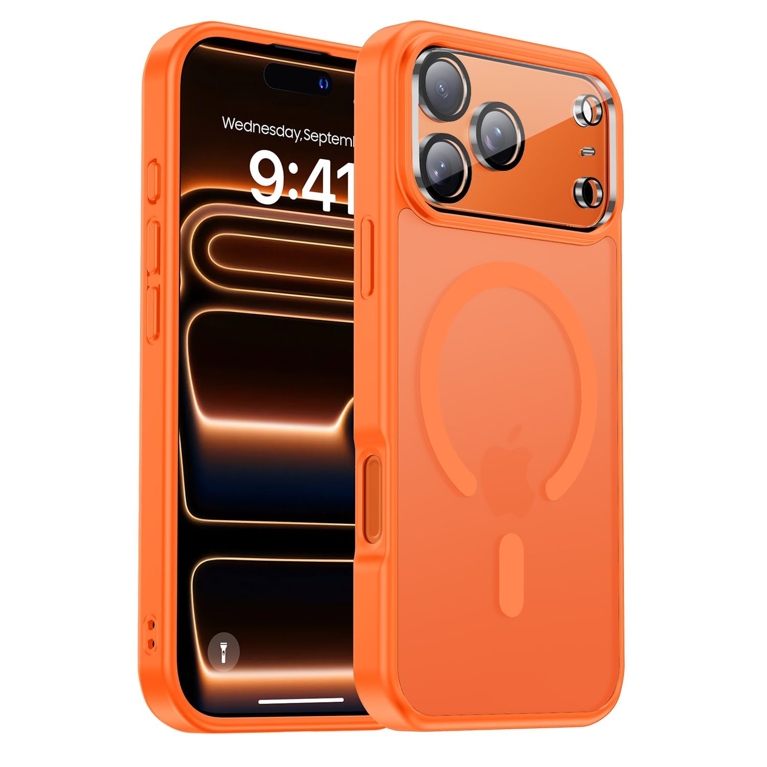 for iPhone 17 Pro Max case with Camera Lens Protector[10Ft Military-Grade Protection] Compatible with fit MagSafe Shockproof Slim Thin Cover case for iPhone 17 Pro Max 6.9 inch, Orange Bumper