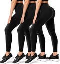 FULLSOFT 3 Pack Leggings for Women High Waisted Soft Black Yoga Pants for Workout Athletic Running Reg & Plus Size