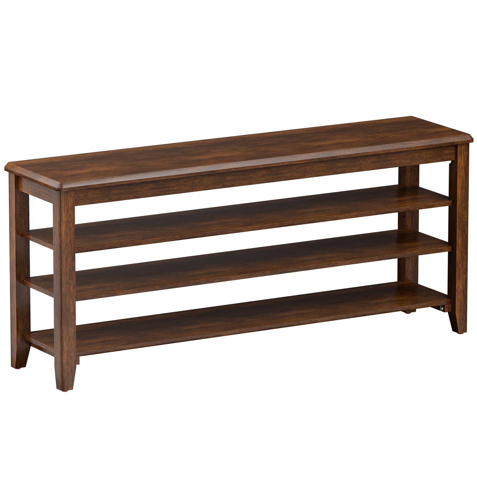 Taitiy Shoe Bench Storage Rubberwood with Leather Cushion for Entryway Bench Ideal for Hallways Shoe Rack Front Doors Entrances Mudrooms Featuring 3 Height-Adjustable and Removable Shelves