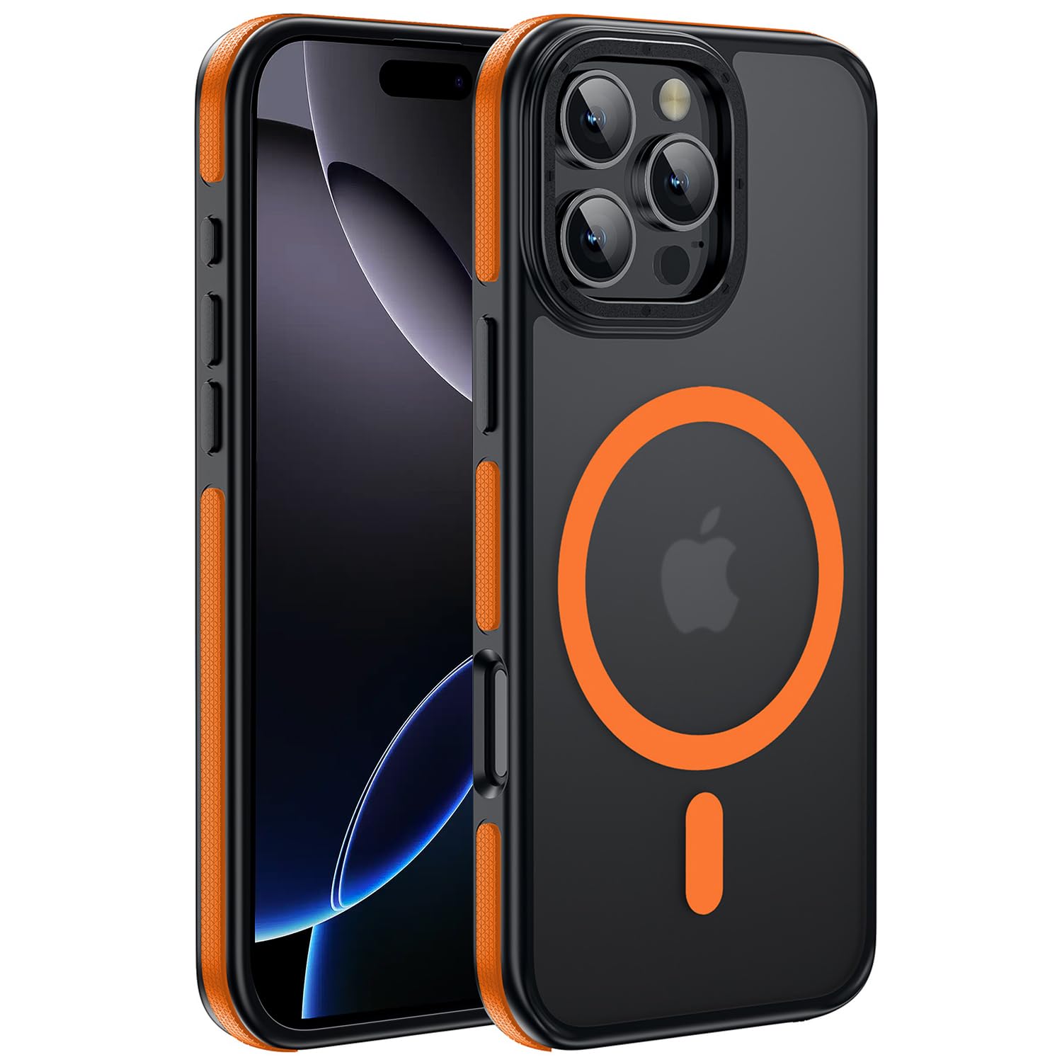for iPhone 17 Pro Max case with Camera Lens Protector[10Ft Military-Grade Protection] Compatible with fit MagSafe Shockproof Slim Thin Cover case for iPhone 17 Pro Max 6.9 inch, Orange Bumper