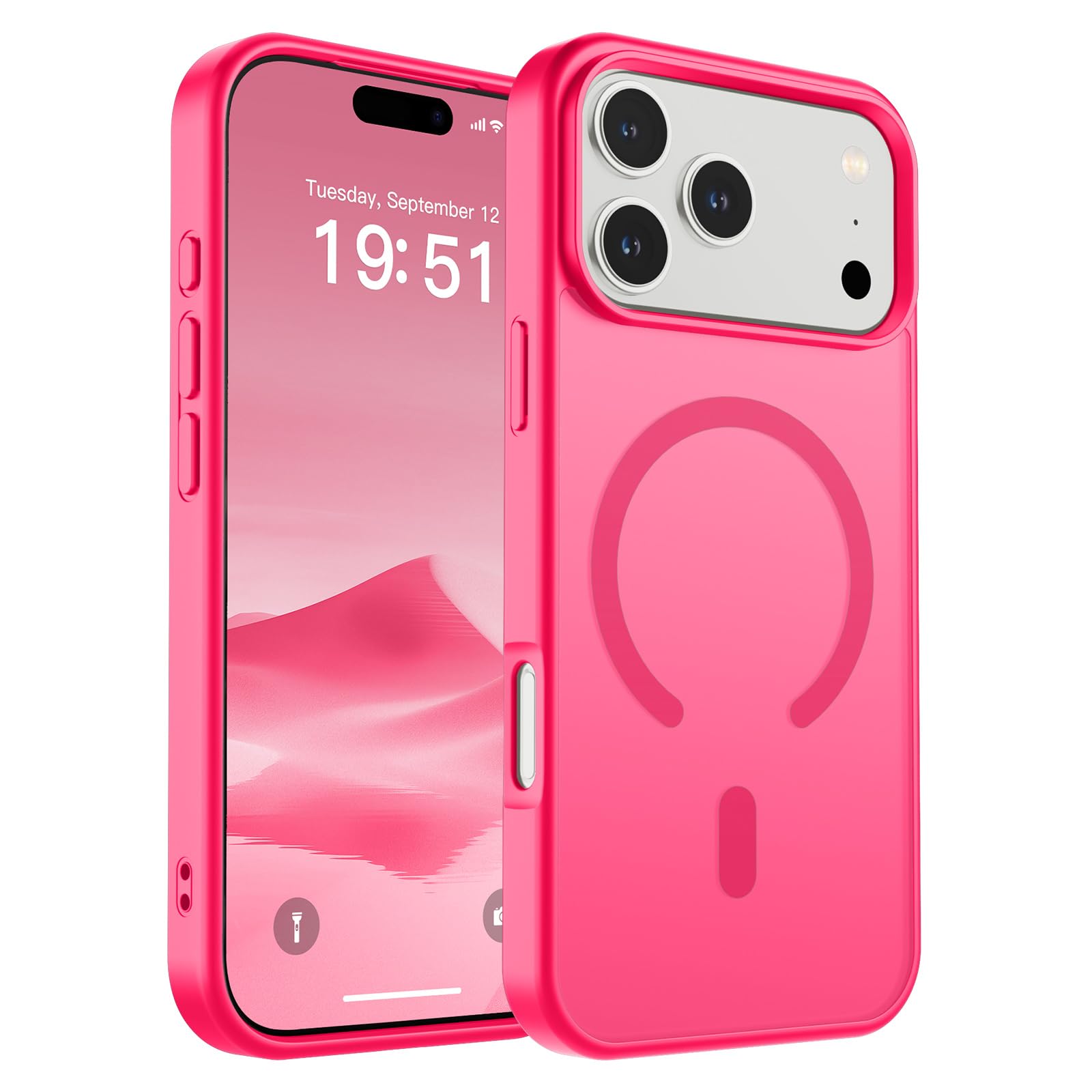 SUPFINE Magnetic for iPhone 17 Pro Max Case with Screen Protector (Compatible with MagSafe)(Military Grade Drop Protection) Translucent Matte Phone Cover,Dark Blue