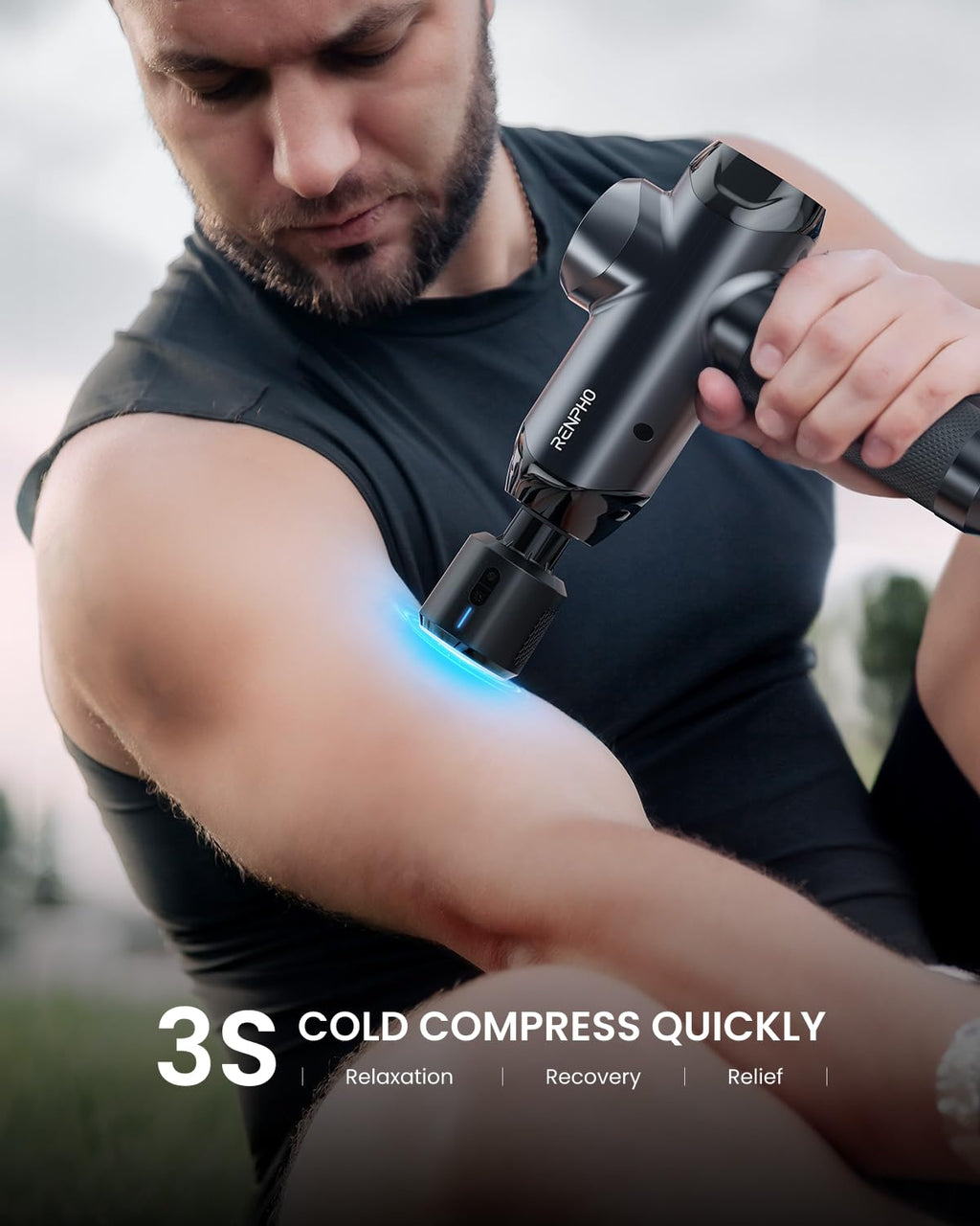 RENPHO Active Thermacool 2 Massage Gun with Heat and Cold, VA Display | Handheld 10mm Deep Tissue Massager for Neck, Back, Muscle Comfort, FSA Eligible Gift for Men, Athletes, Women, HSA