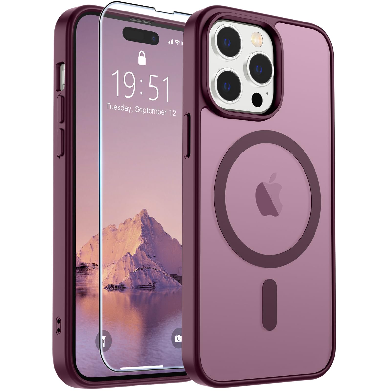 SUPFINE Magnetic for iPhone 17 Pro Max Case with Screen Protector (Compatible with MagSafe)(Military Grade Drop Protection) Translucent Matte Phone Cover,Dark Blue