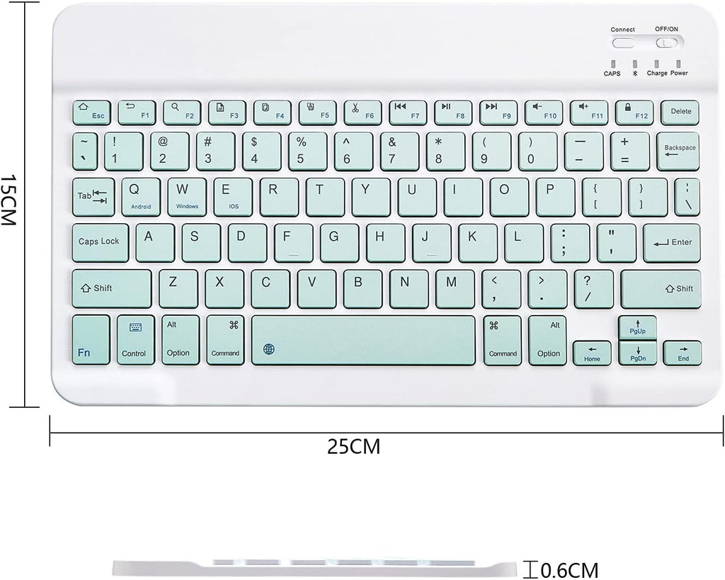 Ultra-Slim Bluetooth Keyboard Portable Mini Wireless Keyboard Rechargeable for Apple iPad iPhone Samsung Tablet Phone Smartphone iOS Android Windows (10 inch Light Green)