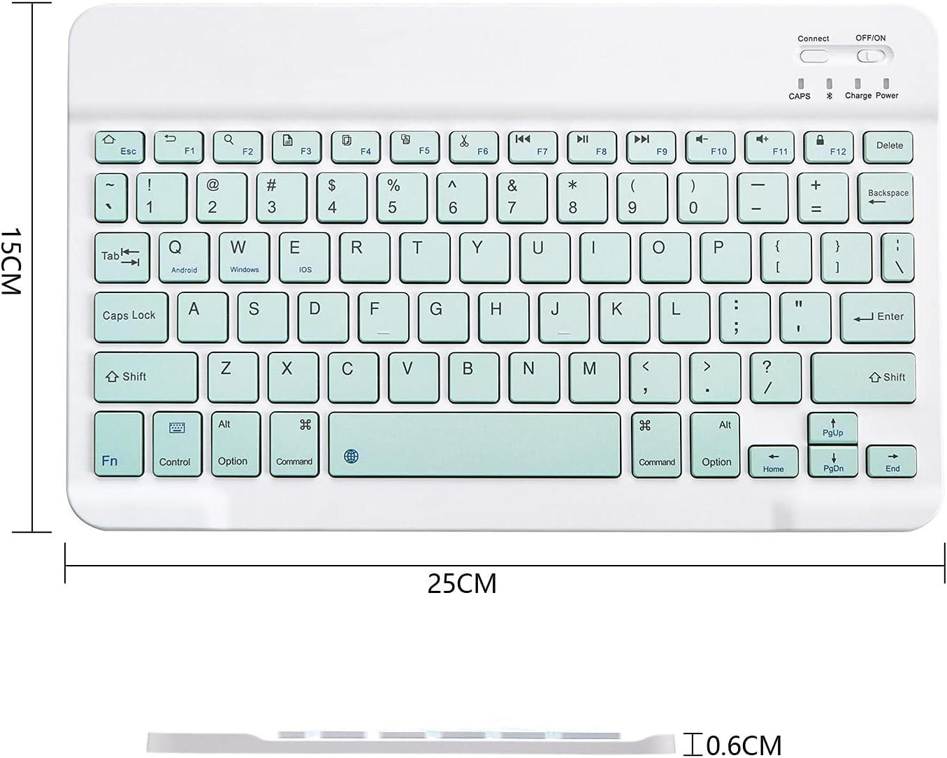Ultra-Slim Bluetooth Keyboard Portable Mini Wireless Keyboard Rechargeable for Apple iPad iPhone Samsung Tablet Phone Smartphone iOS Android Windows (10 inch Light Green)